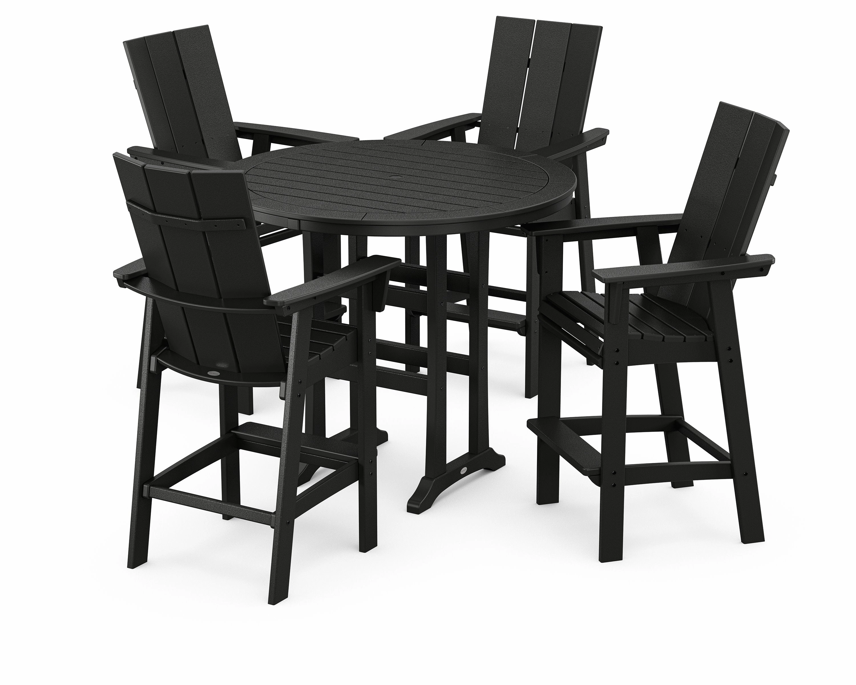 Modern Curveback Adirondack 5-Piece Nautical Trestle Bar Set