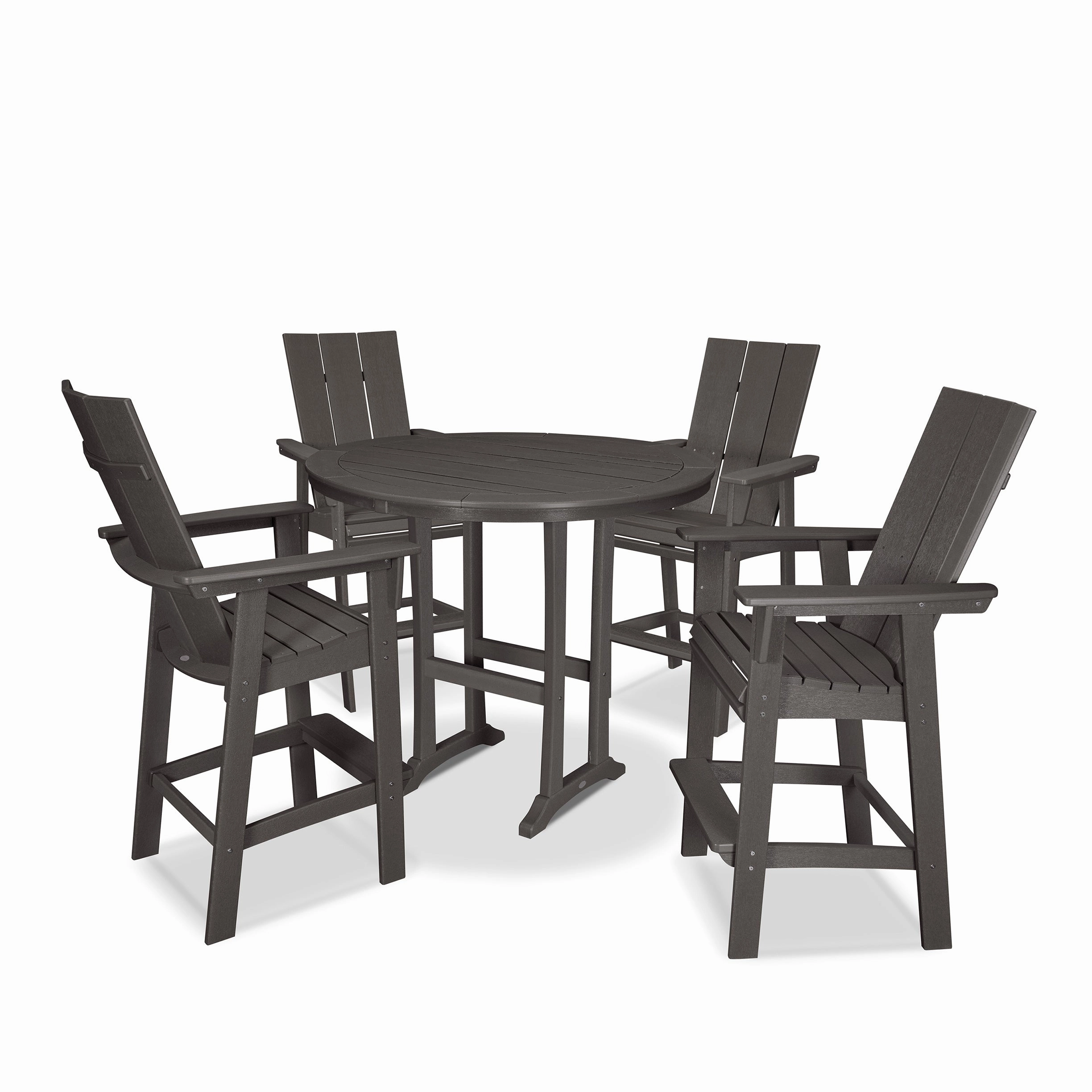 Modern Curveback Adirondack 5-Piece Nautical Trestle Bar Set