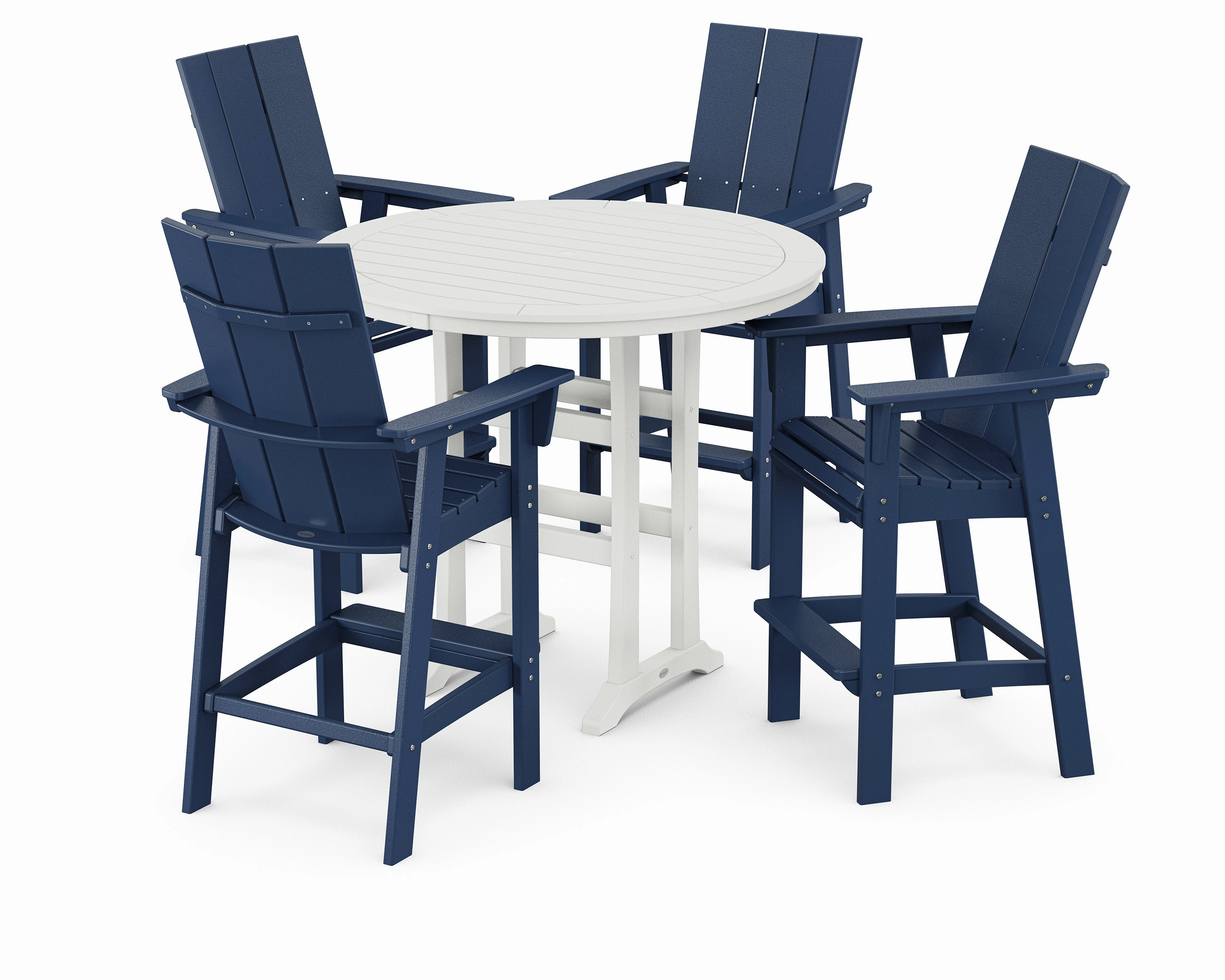 Modern Curveback Adirondack 5-Piece Nautical Trestle Bar Set