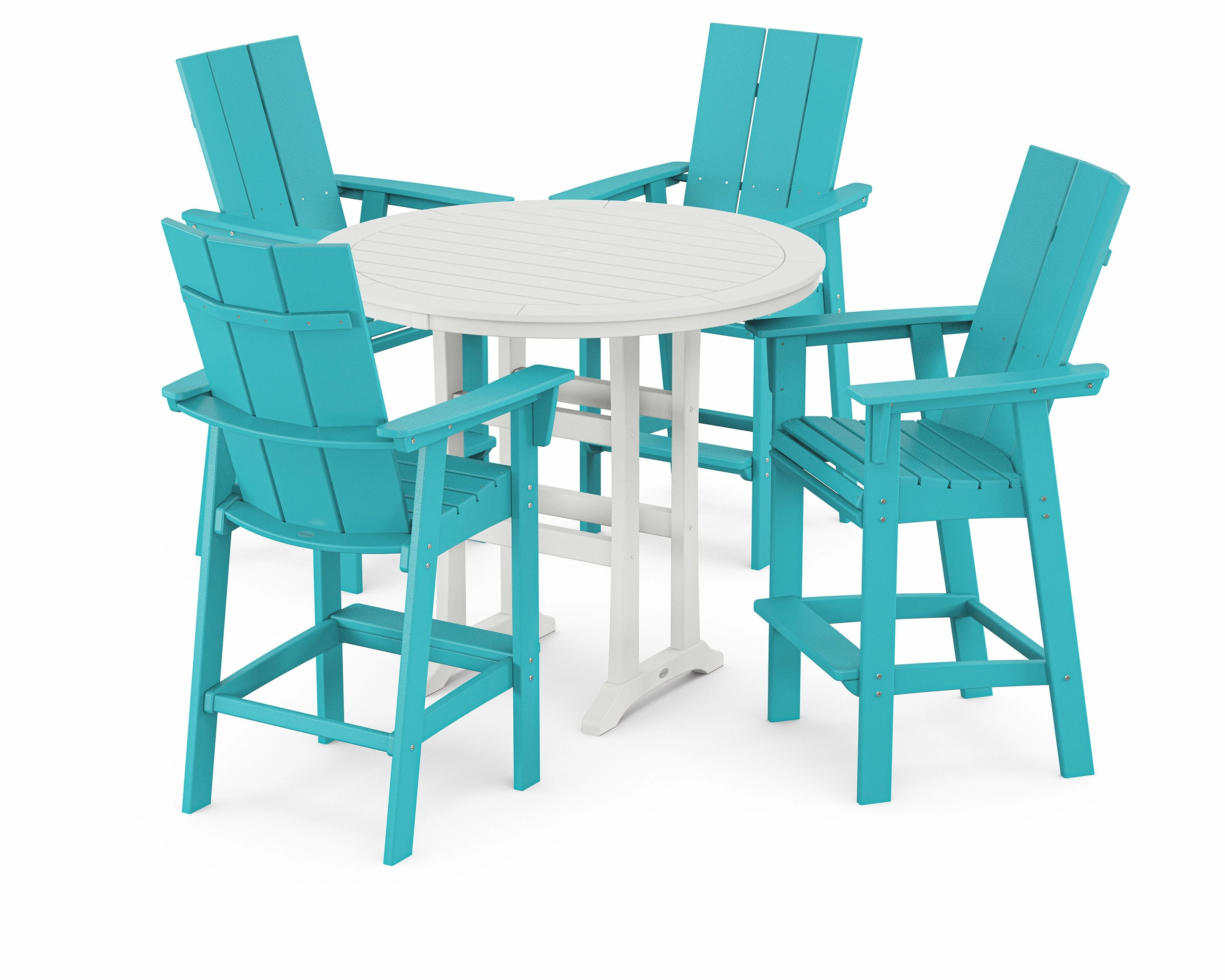 Modern Curveback Adirondack 5-Piece Nautical Trestle Bar Set