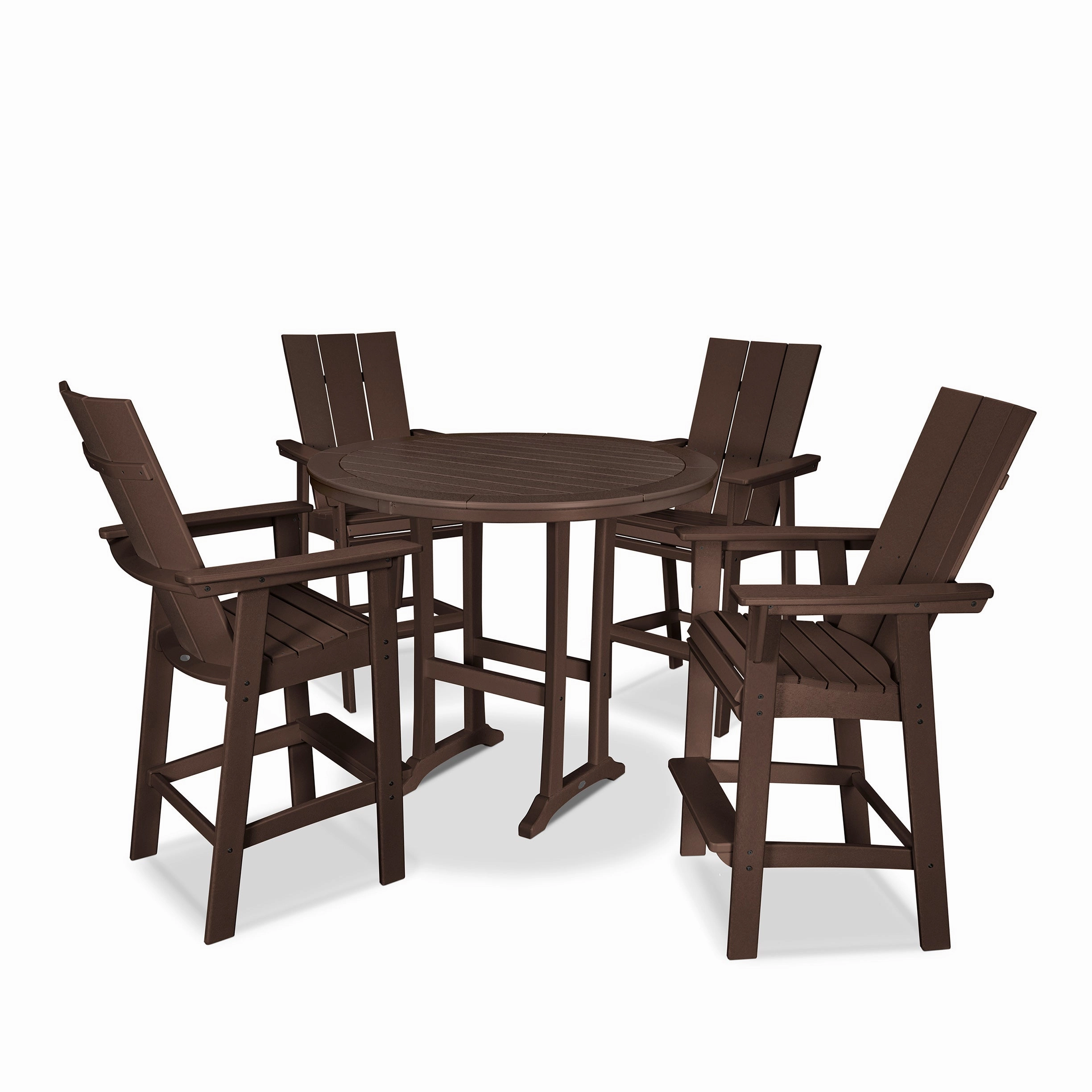 Modern Curveback Adirondack 5-Piece Nautical Trestle Bar Set