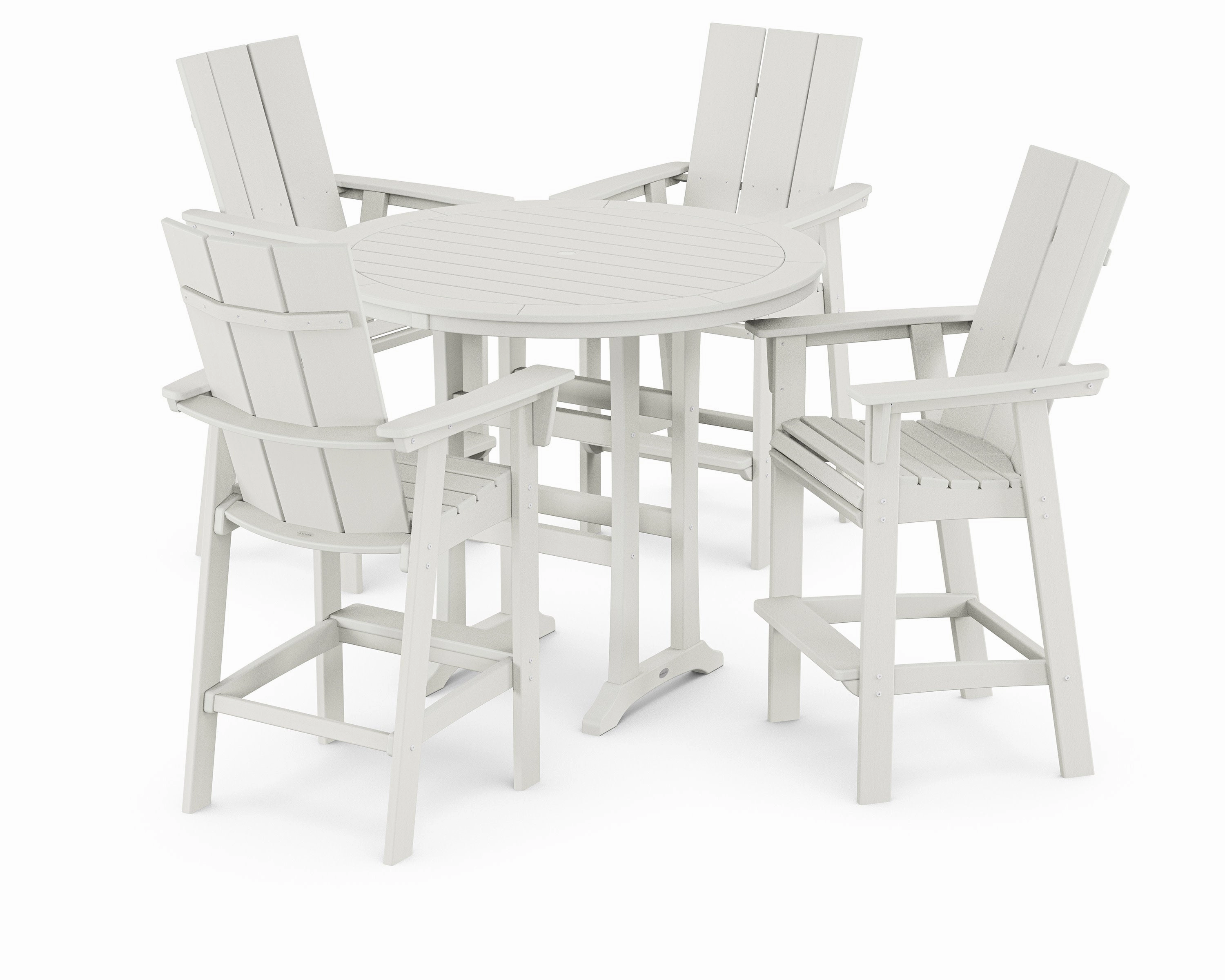 Modern Curveback Adirondack 5-Piece Nautical Trestle Bar Set