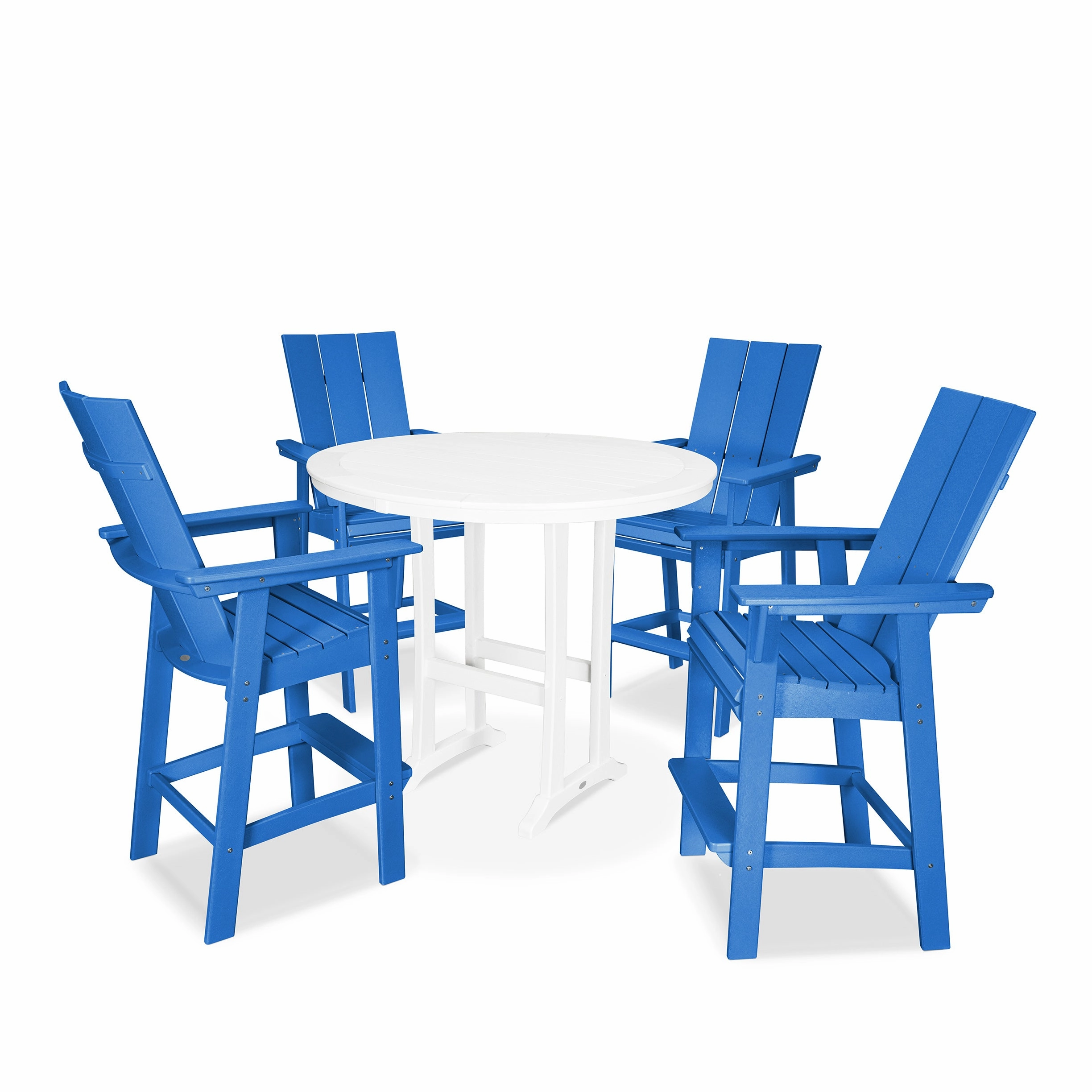 Modern Curveback Adirondack 5-Piece Nautical Trestle Bar Set