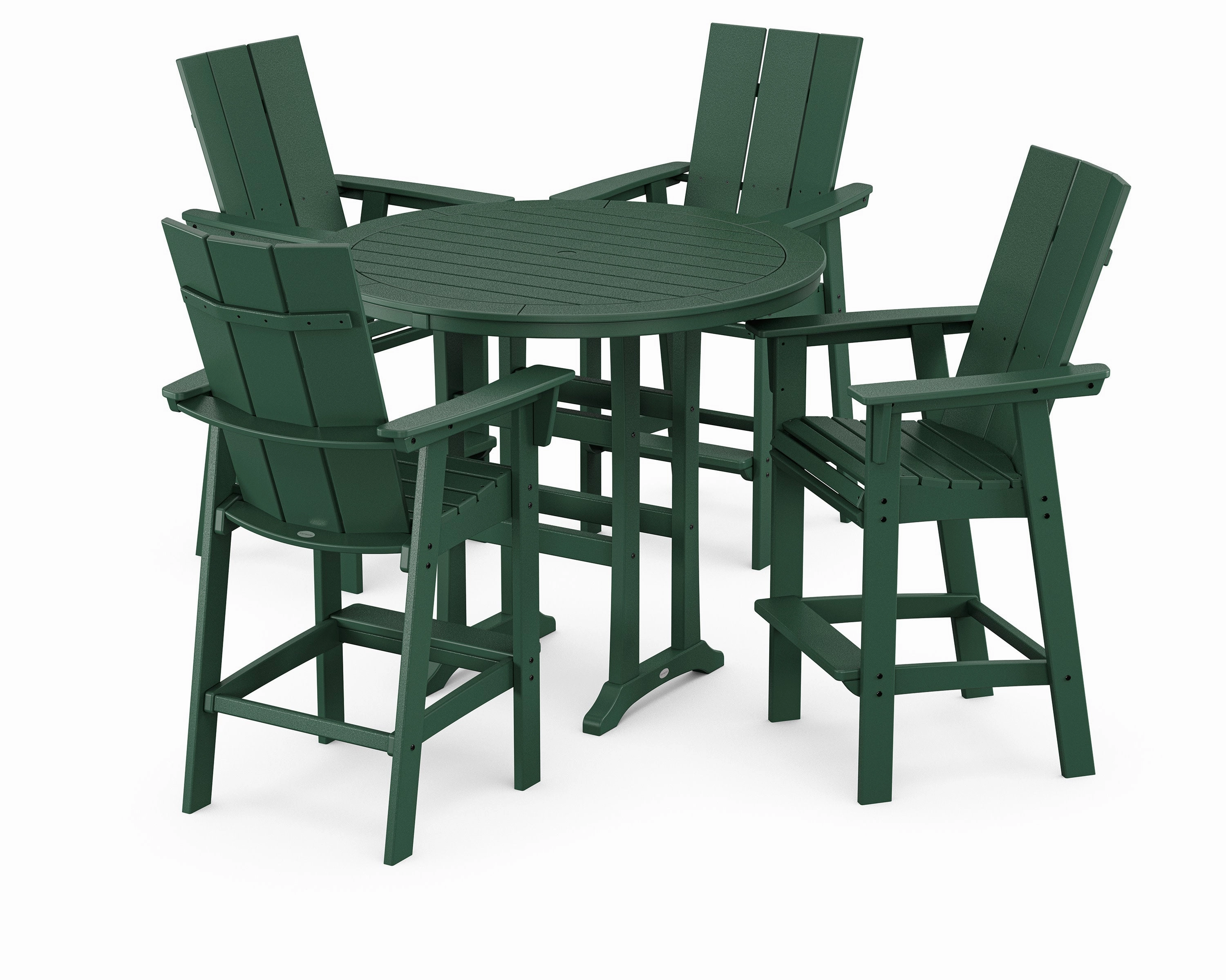 Modern Curveback Adirondack 5-Piece Nautical Trestle Bar Set