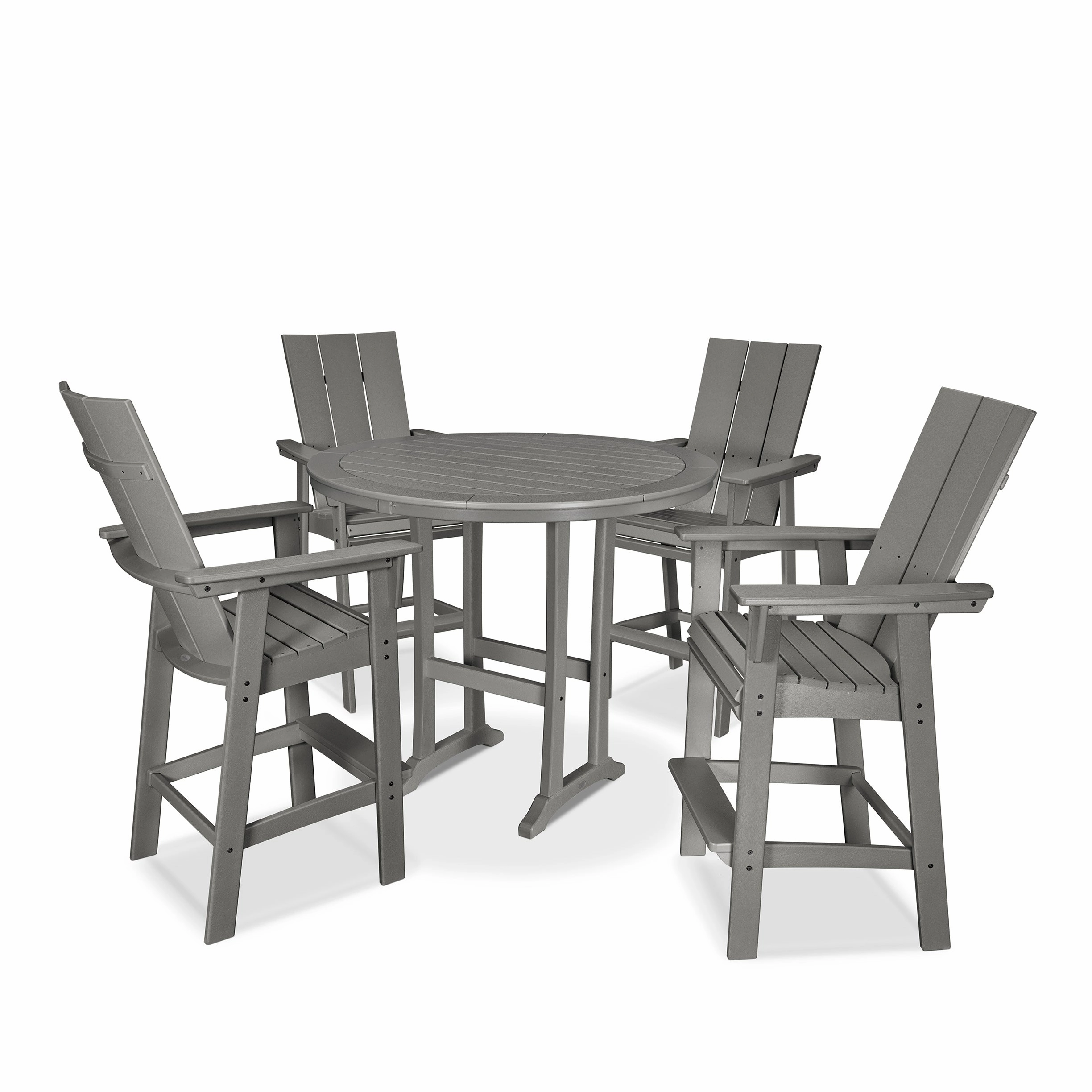 Modern Curveback Adirondack 5-Piece Nautical Trestle Bar SetHDPE eco-friendly polywood furniture set