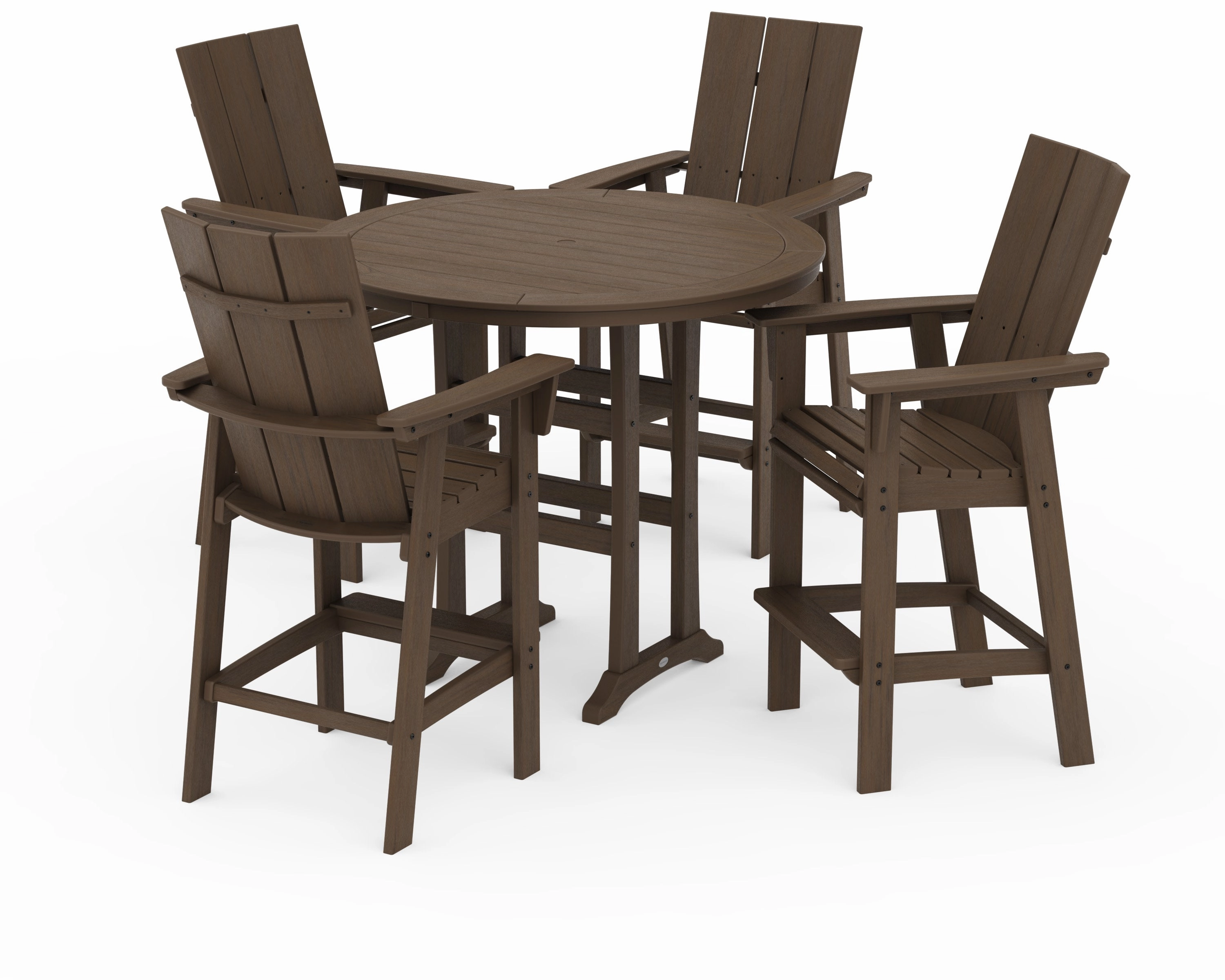 Modern Curveback Adirondack 5-Piece Nautical Trestle Bar Set