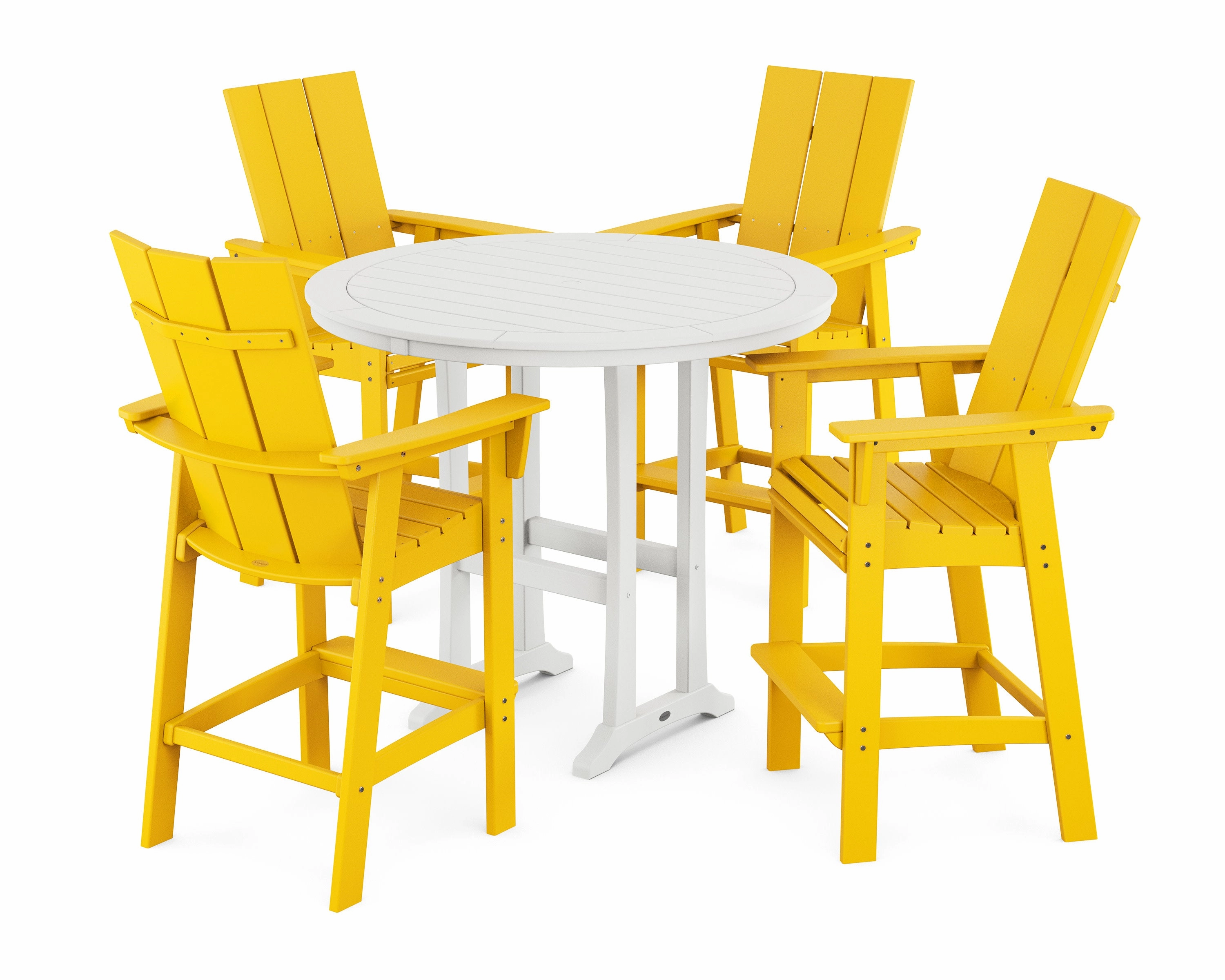 Modern Curveback Adirondack 5-Piece Nautical Trestle Bar Set