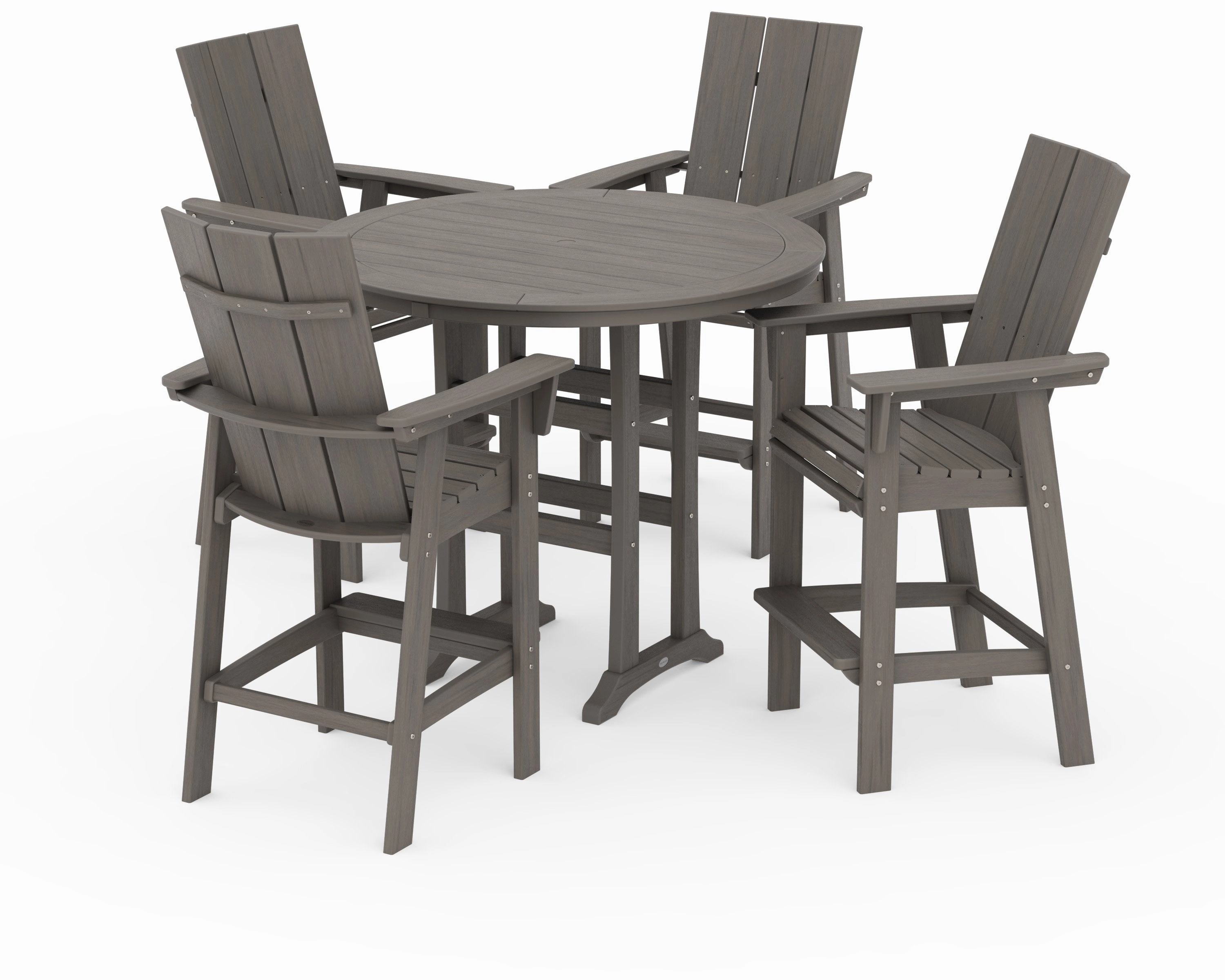 Modern Curveback Adirondack 5-Piece Nautical Trestle Bar Set