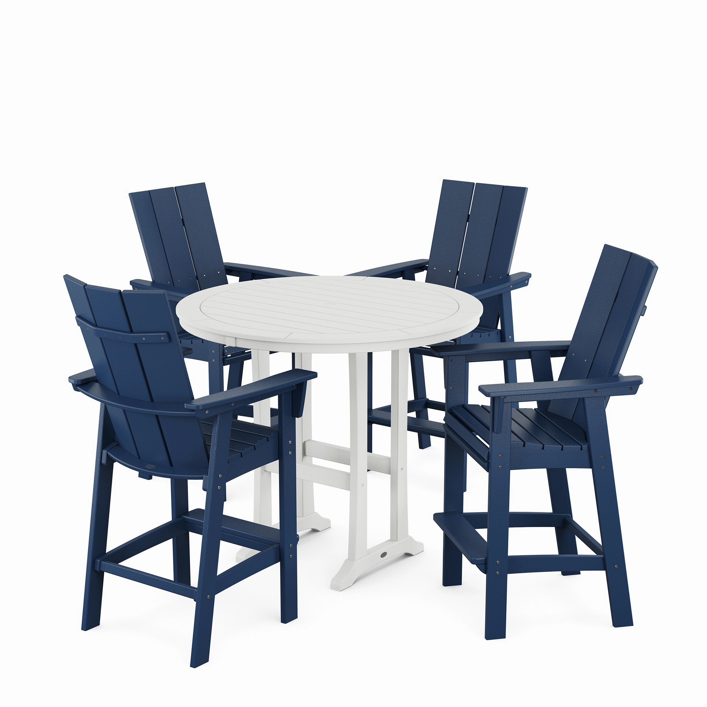 Modern Curveback Adirondack 5-Piece Nautical Trestle Bar Set