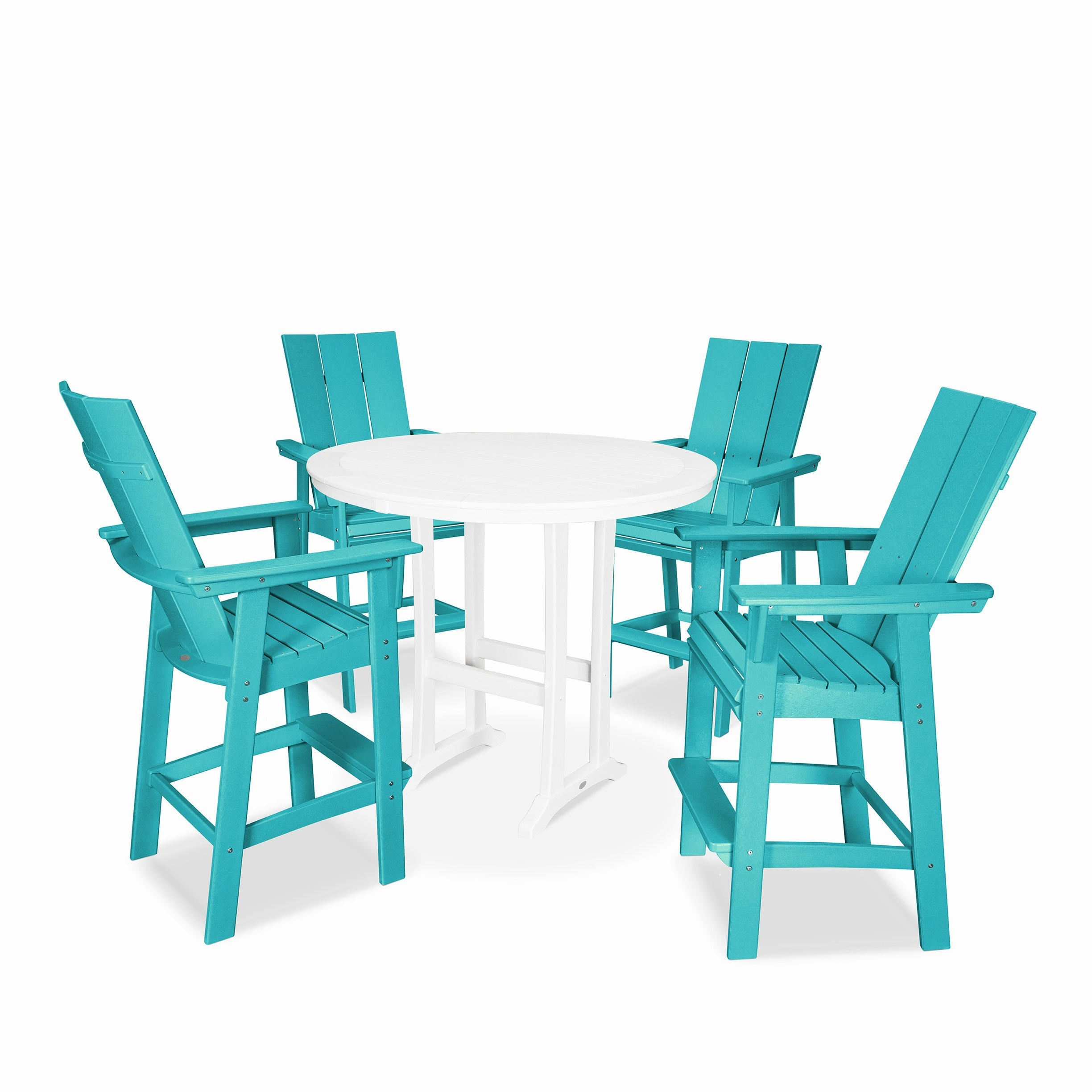 Modern Curveback Adirondack 5-Piece Nautical Trestle Bar Set