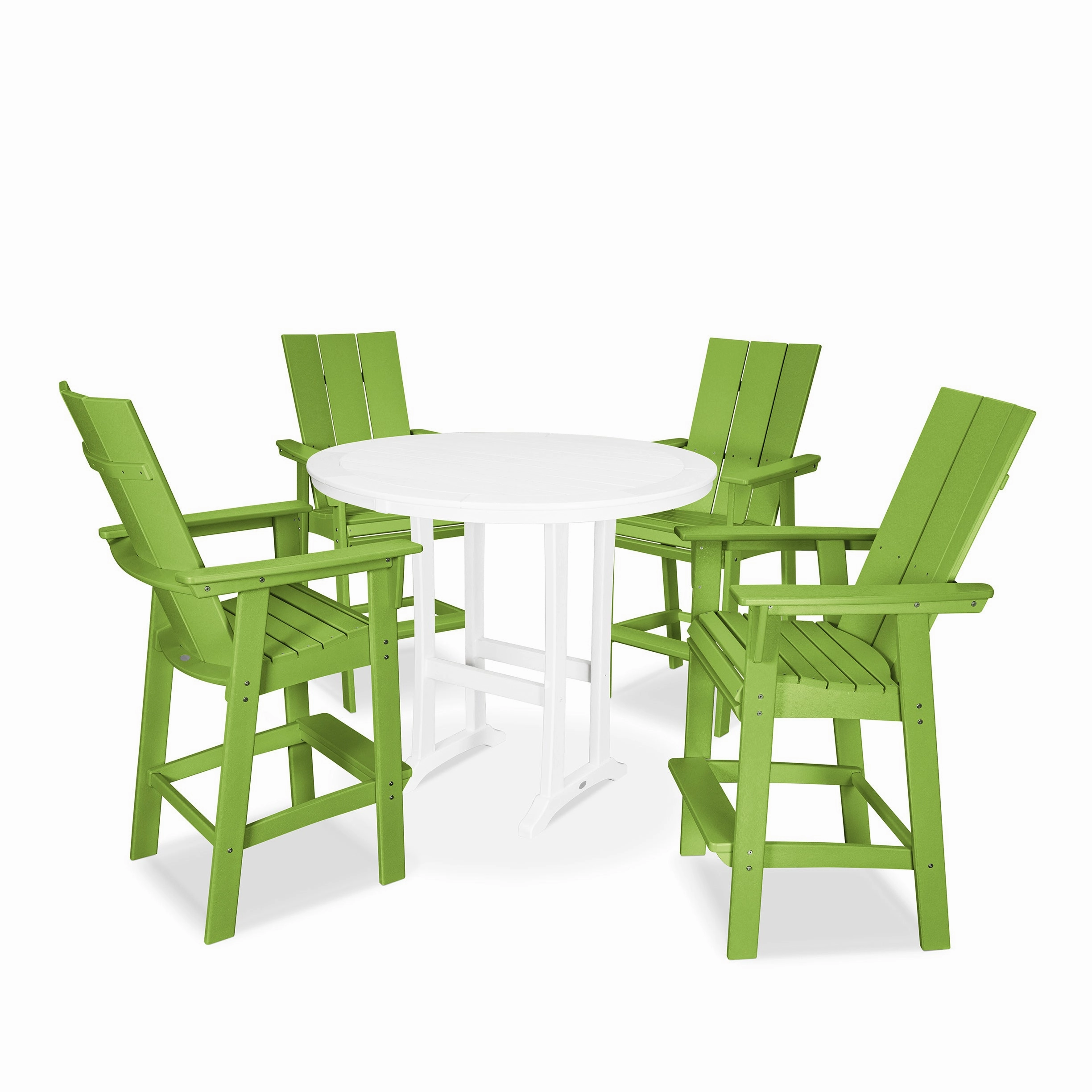 Modern Curveback Adirondack 5-Piece Nautical Trestle Bar Set