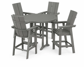 Modern Curveback Adirondack 5-Piece Nautical Trestle Bar Setoutdoor patio furniture set