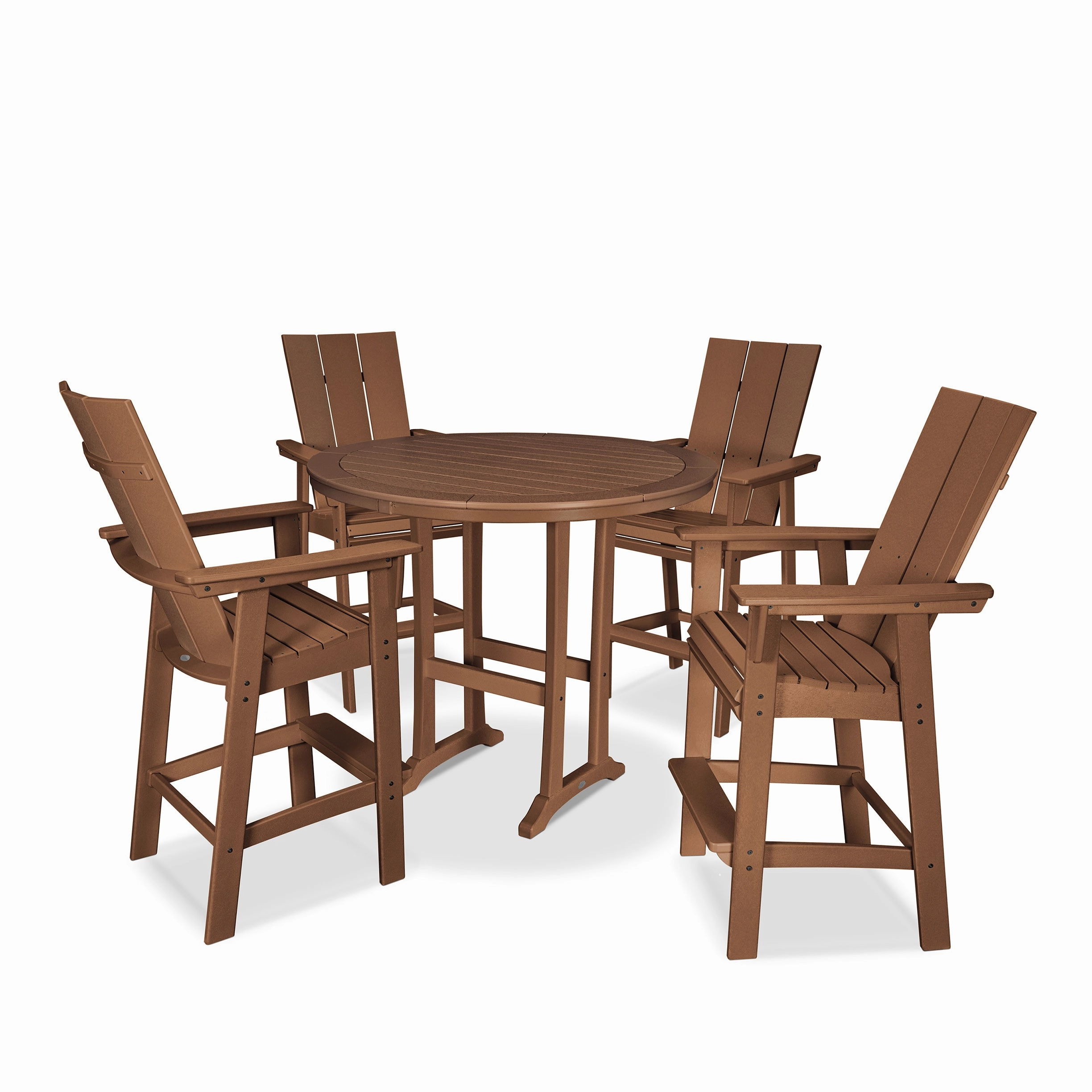 Modern Curveback Adirondack 5-Piece Nautical Trestle Bar Set