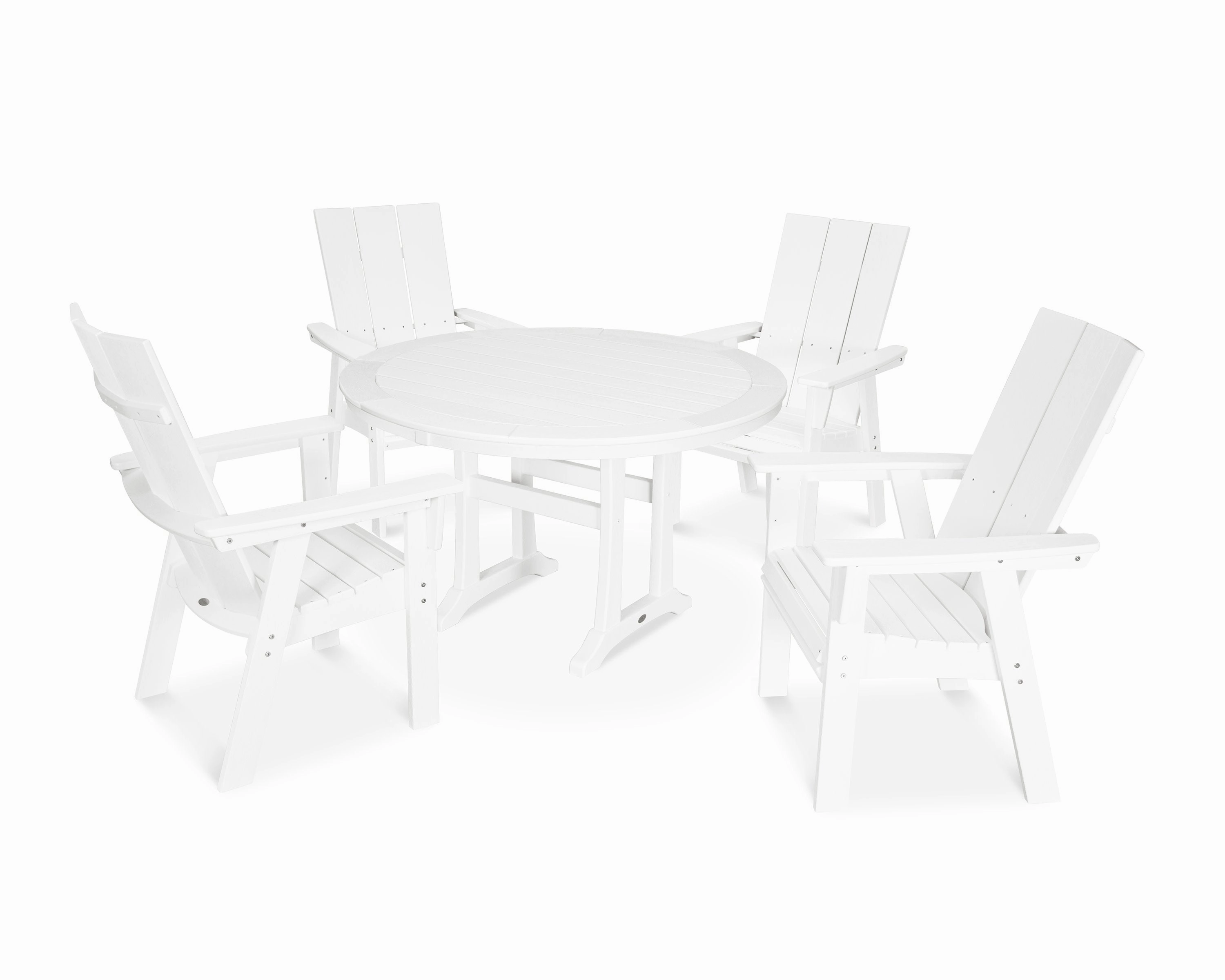 Modern Curveback Adirondack 5-Piece Nautical Trestle Dining Set