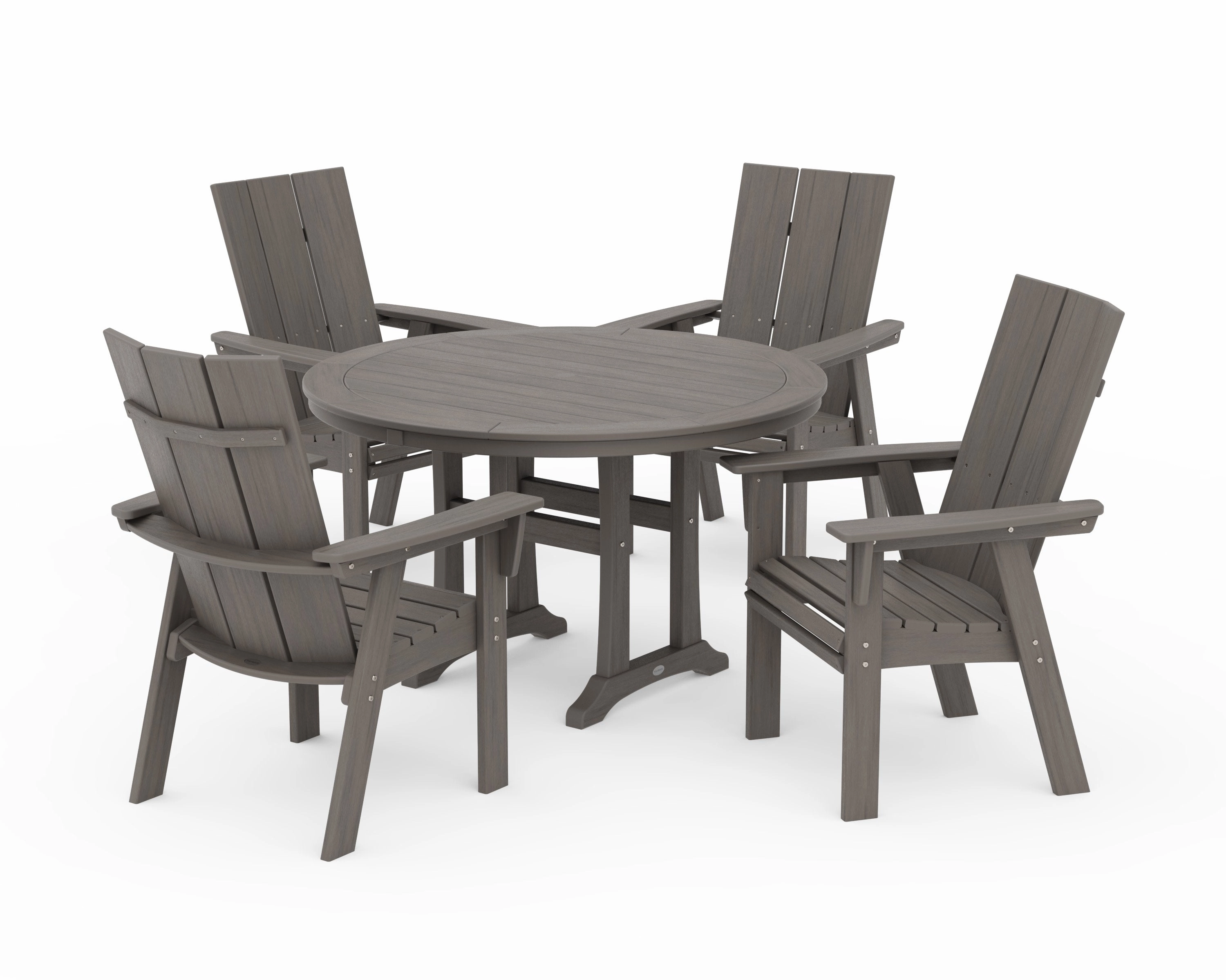 Modern Curveback Adirondack 5-Piece Nautical Trestle Dining Set