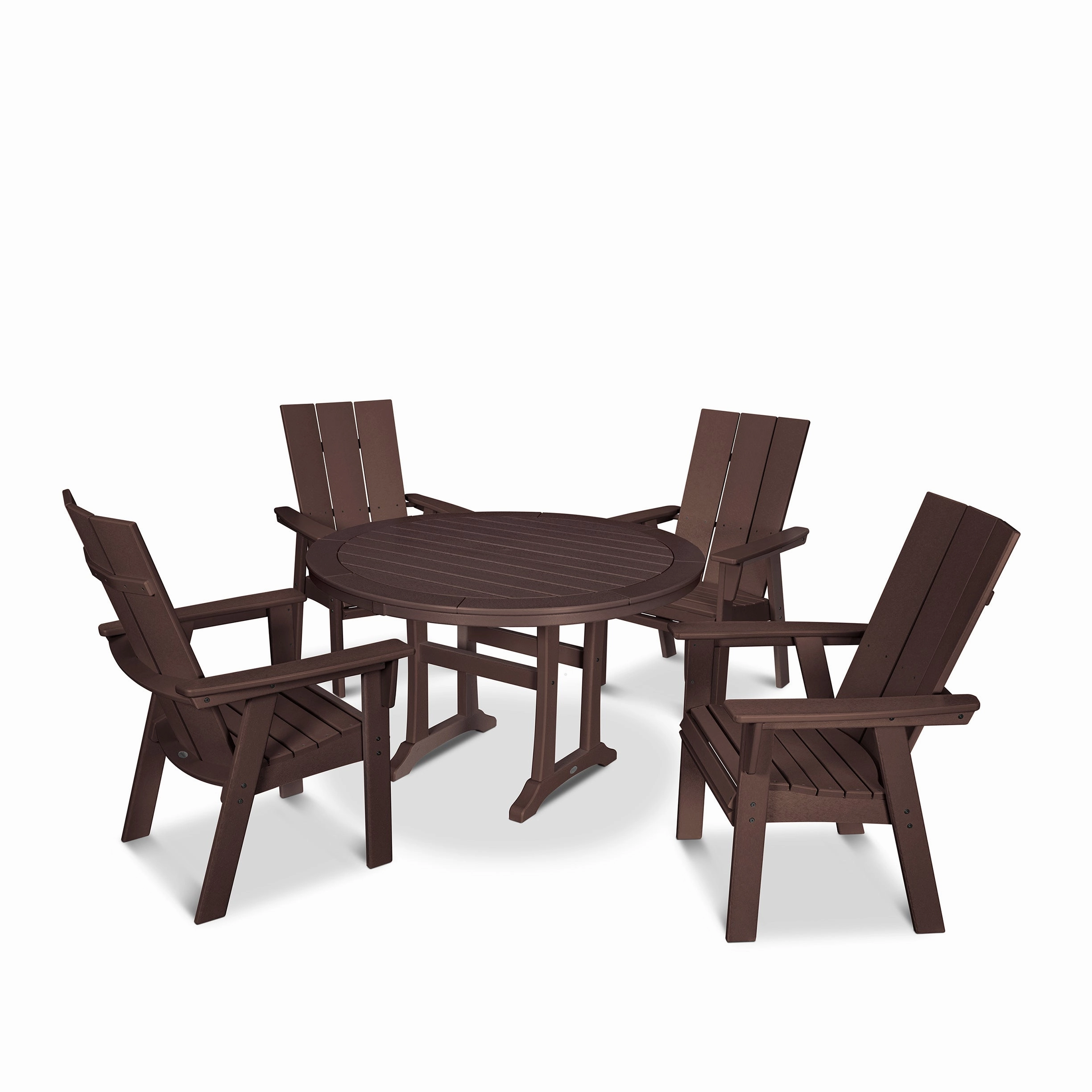 Modern Curveback Adirondack 5-Piece Nautical Trestle Dining Set