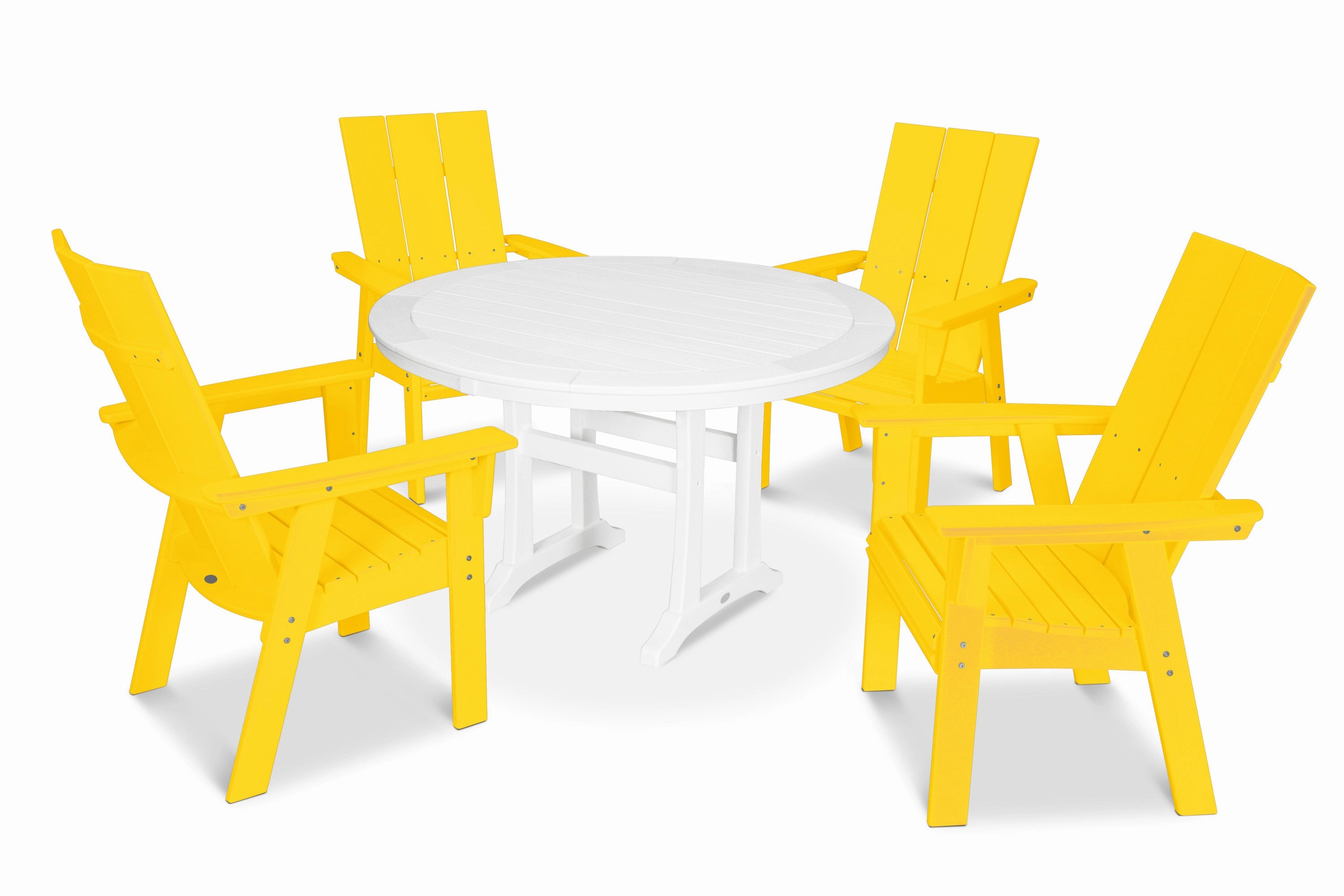 Modern Curveback Adirondack 5-Piece Nautical Trestle Dining Set