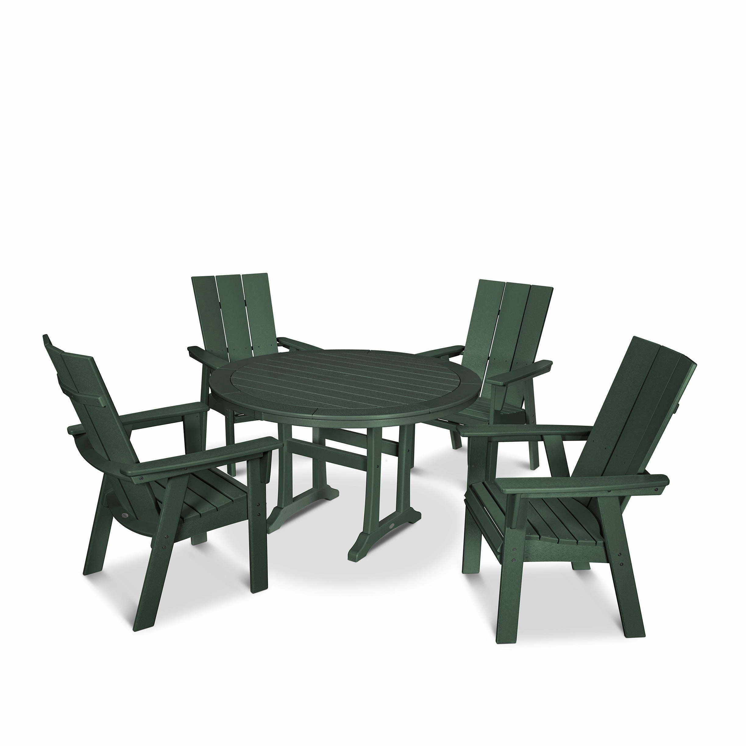 Modern Curveback Adirondack 5-Piece Nautical Trestle Dining Set