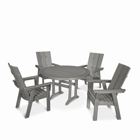Modern Curveback Adirondack 5-Piece Nautical Trestle Dining SetHDPE eco-friendly polywood furniture set