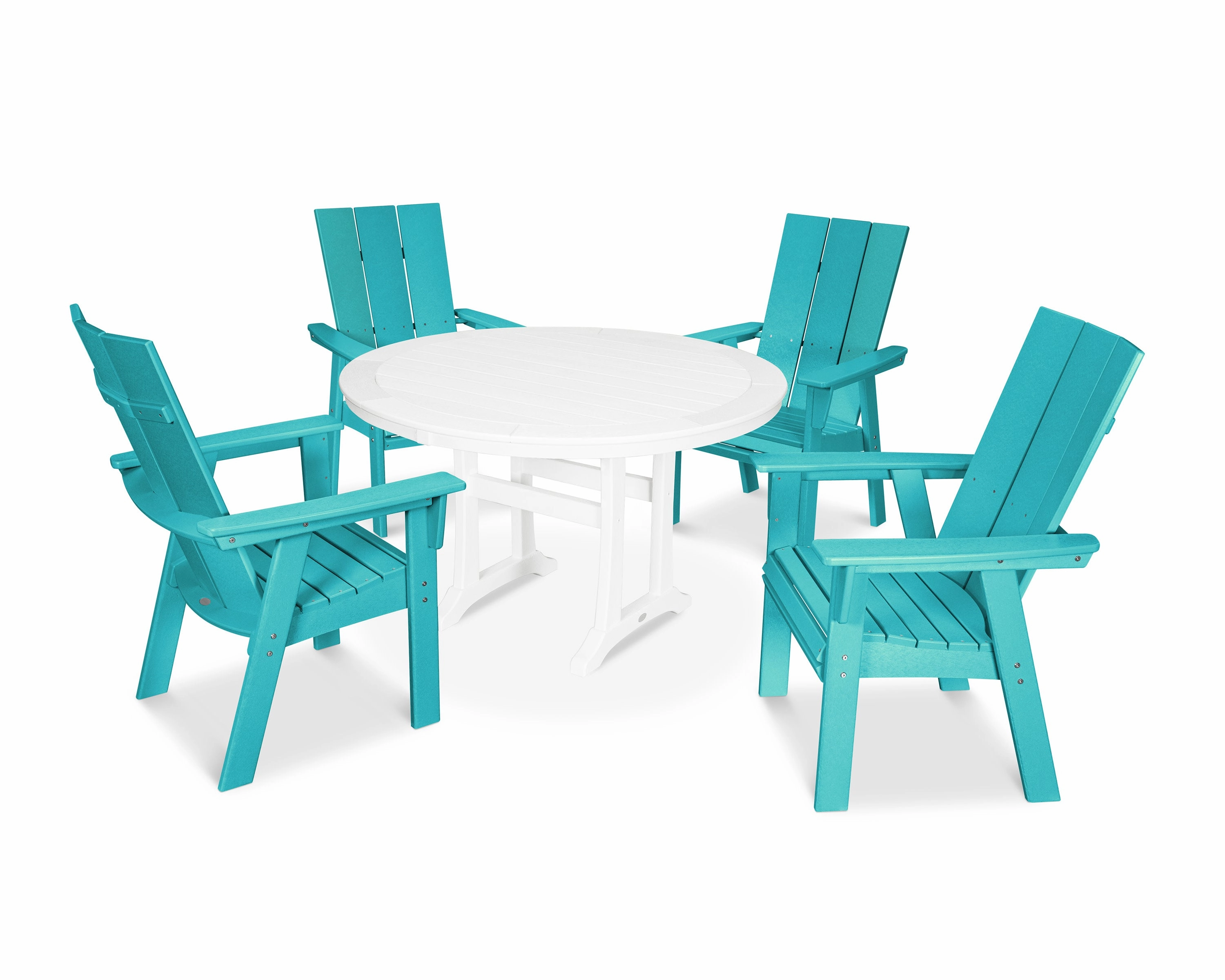 Modern Curveback Adirondack 5-Piece Nautical Trestle Dining Set