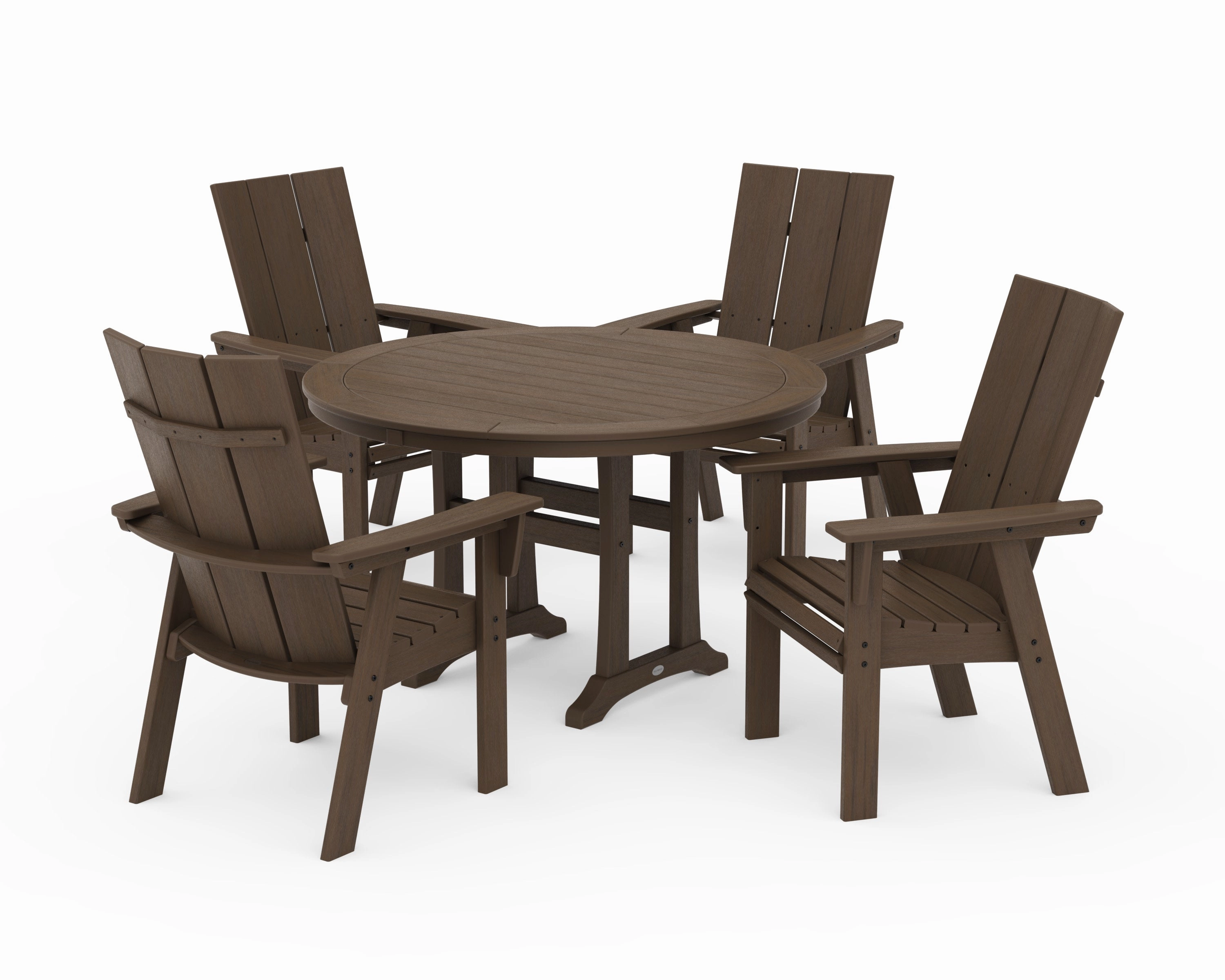 Modern Curveback Adirondack 5-Piece Nautical Trestle Dining Set