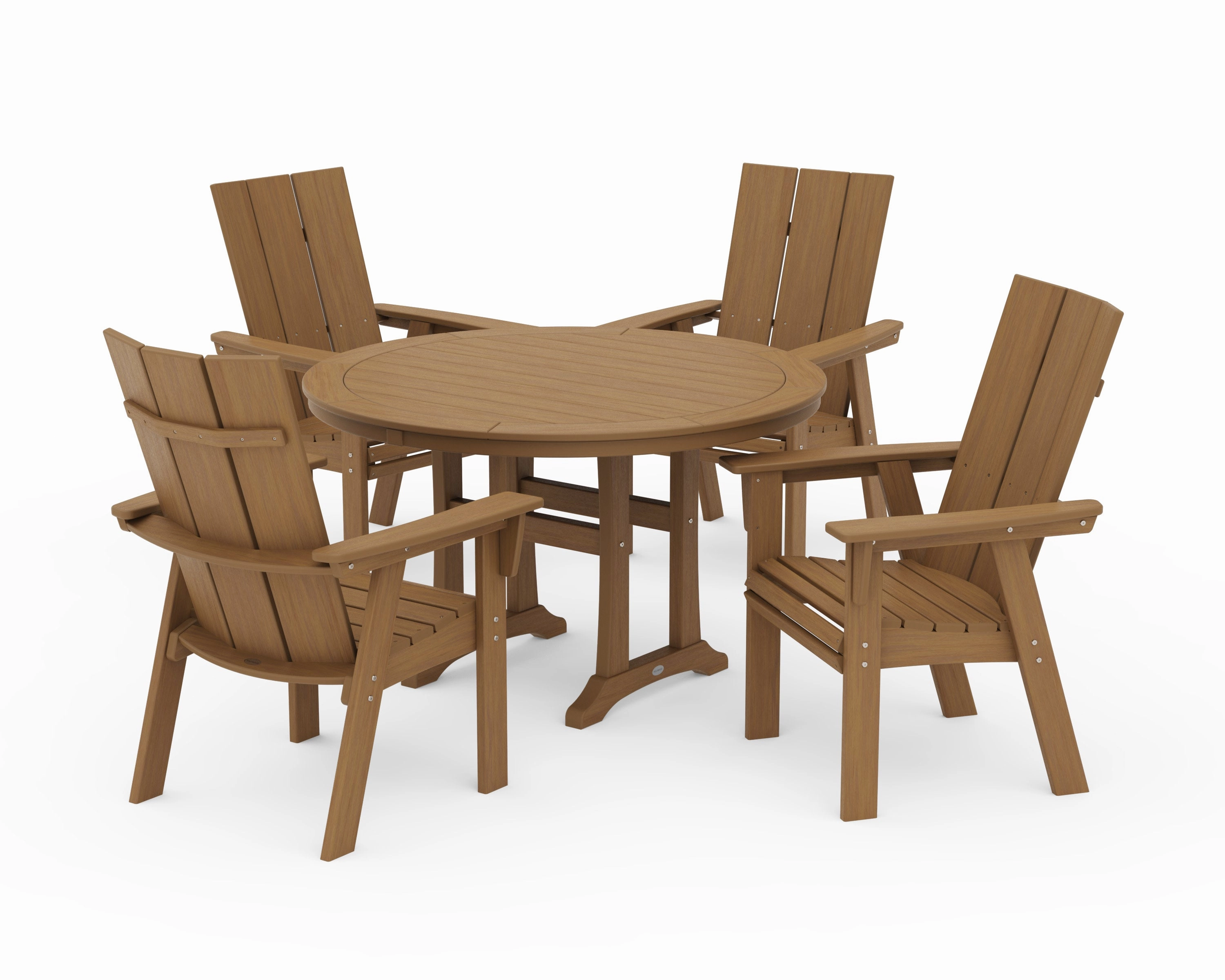 Modern Curveback Adirondack 5-Piece Nautical Trestle Dining Set