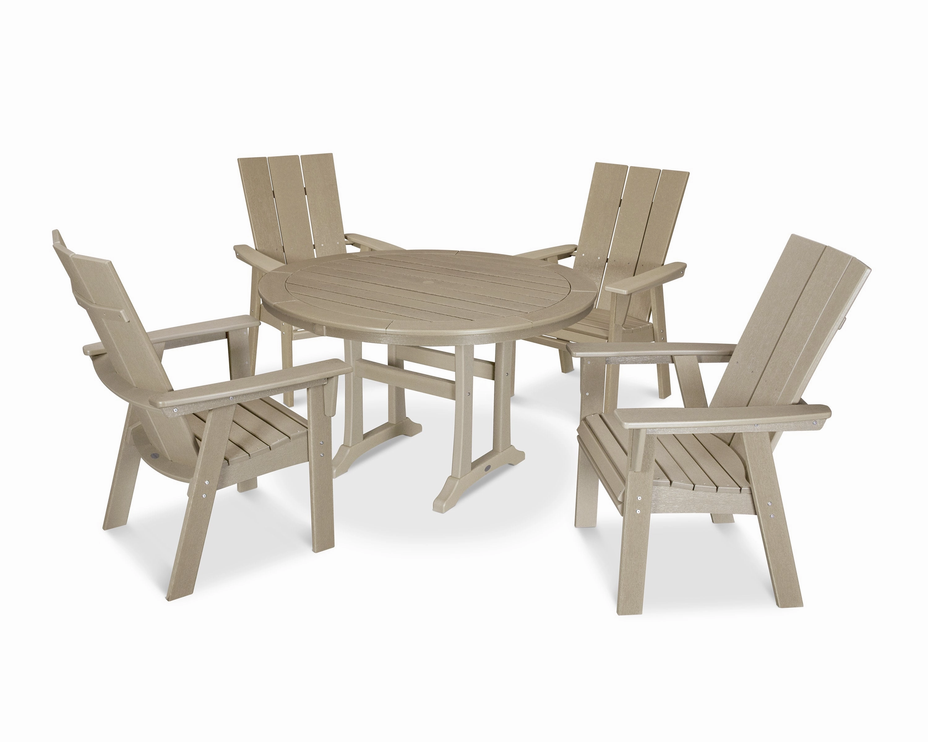 Modern Curveback Adirondack 5-Piece Nautical Trestle Dining Set