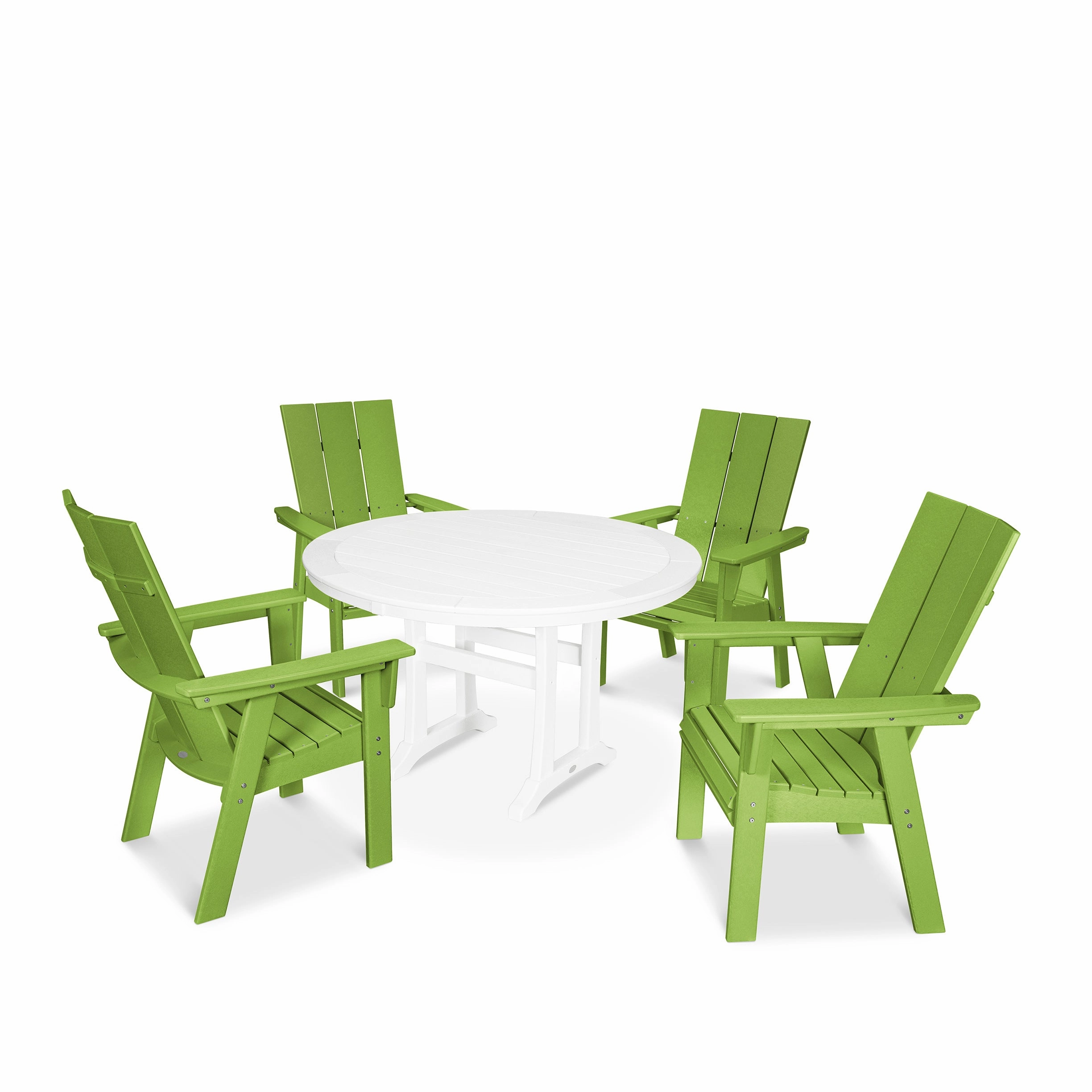 Modern Curveback Adirondack 5-Piece Nautical Trestle Dining Set