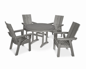 Modern Curveback Adirondack 5-Piece Nautical Trestle Dining Setoutdoor patio furniture set