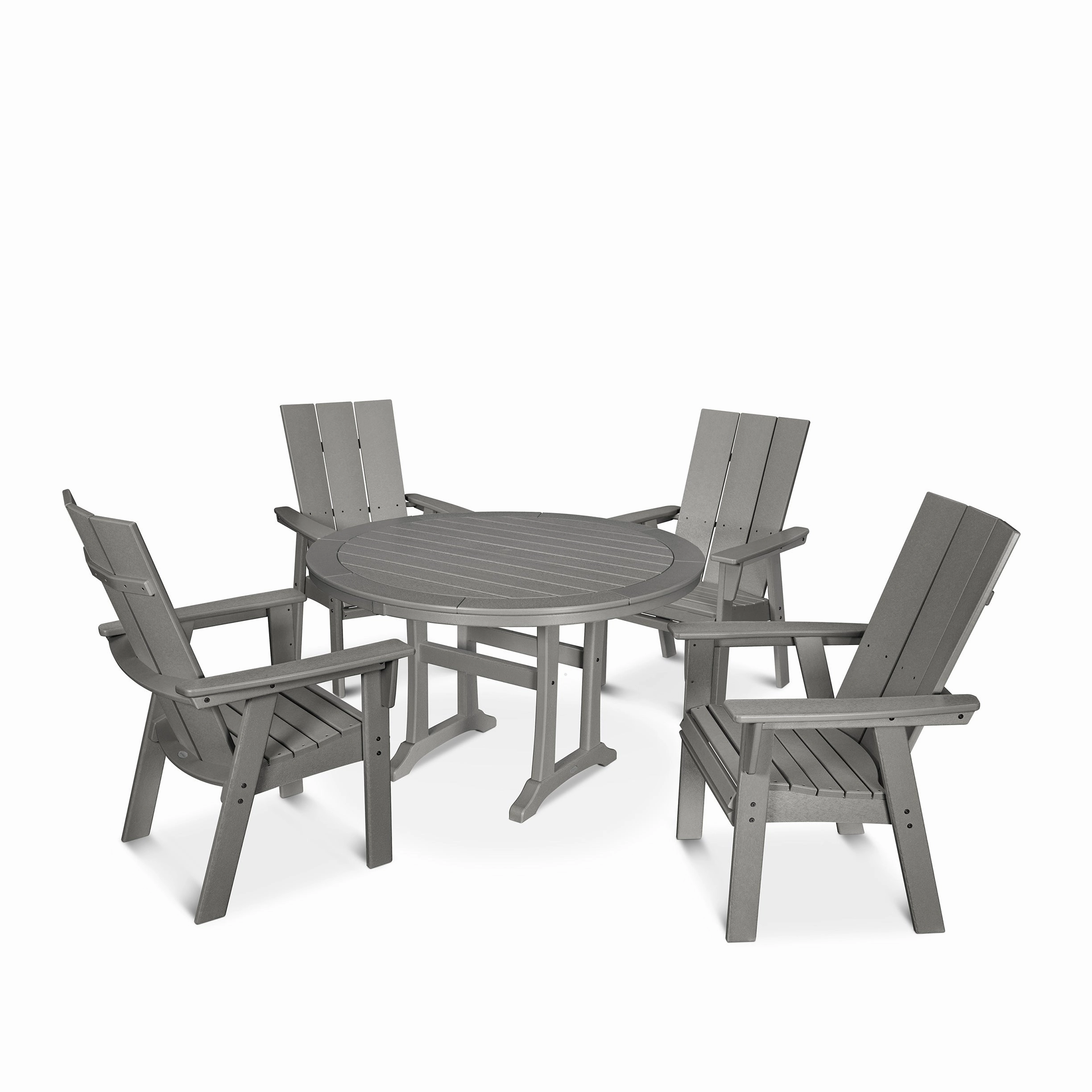 Modern Curveback Adirondack 5-Piece Nautical Trestle Dining SetHDPE eco-friendly polywood furniture set