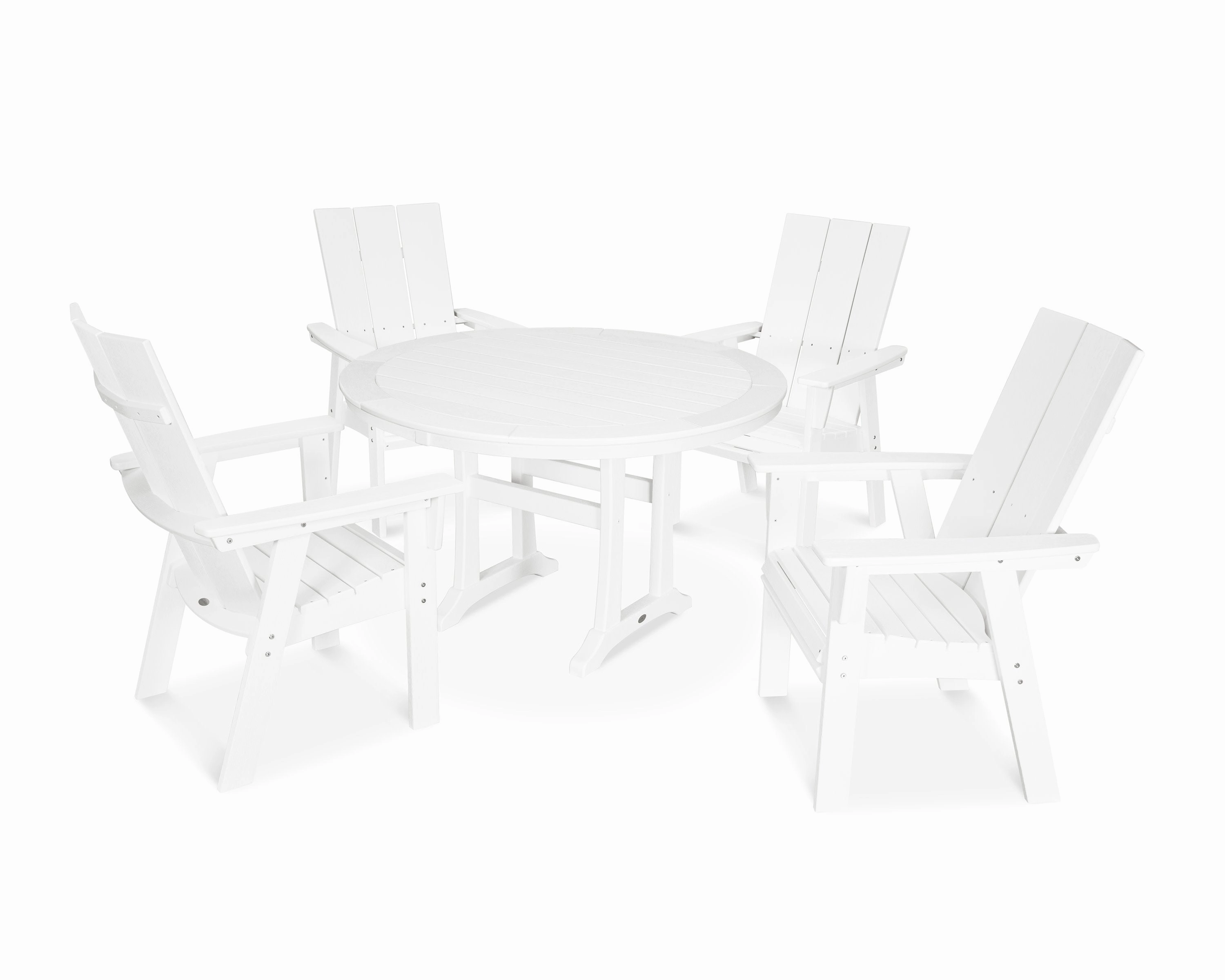 Modern Curveback Adirondack 5-Piece Nautical Trestle Dining Set