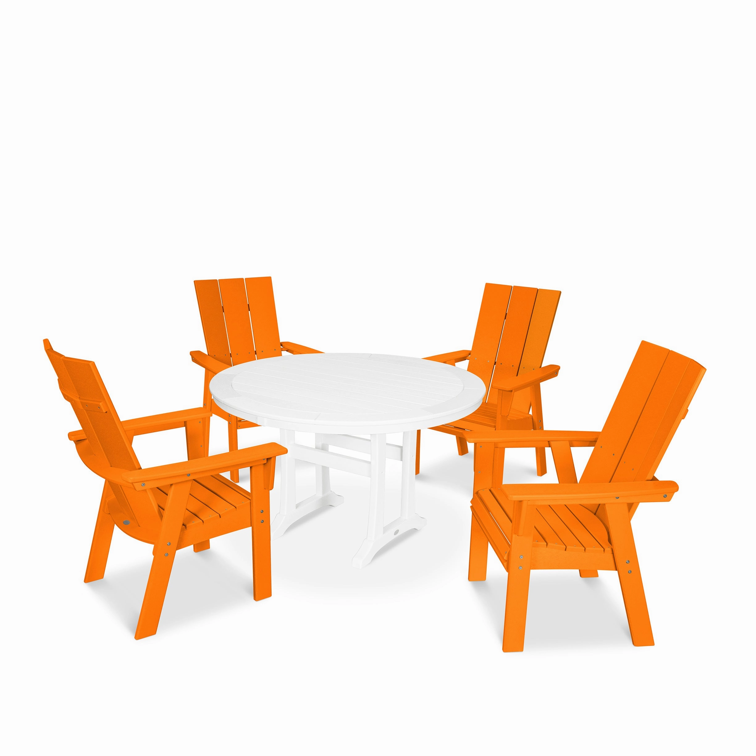 Modern Curveback Adirondack 5-Piece Nautical Trestle Dining Set