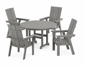 Modern Curveback Adirondack 5-Piece Round Farmhouse Dining Setoutdoor patio furniture set