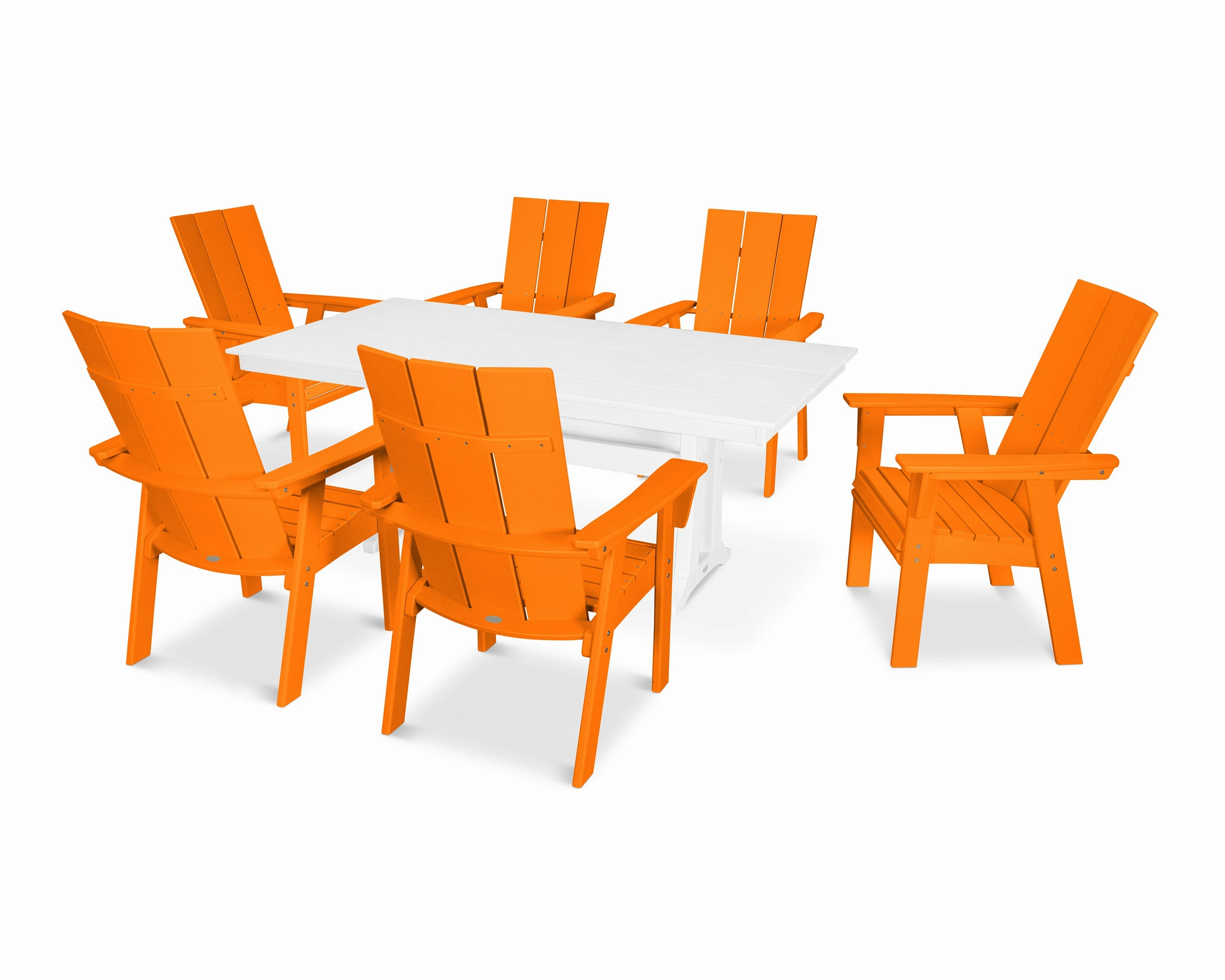 Modern Curveback Adirondack 7-Piece Farmhouse Dining Set with Trestle Legs
