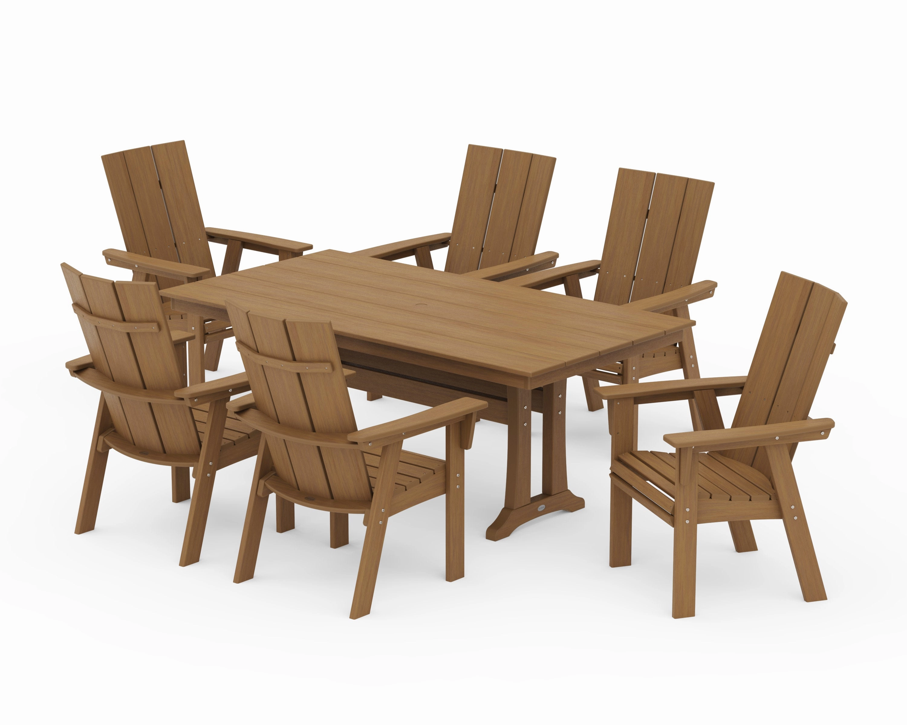Modern Curveback Adirondack 7-Piece Farmhouse Dining Set with Trestle Legs