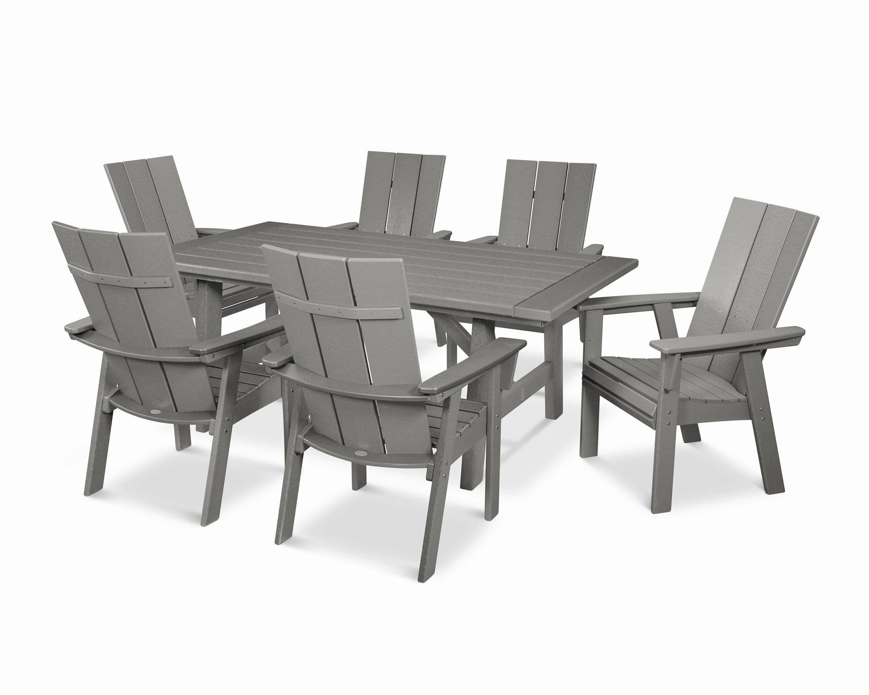 Modern Curveback Adirondack 7-Piece Rustic Farmhouse Dining Setoutdoor patio furniture set
