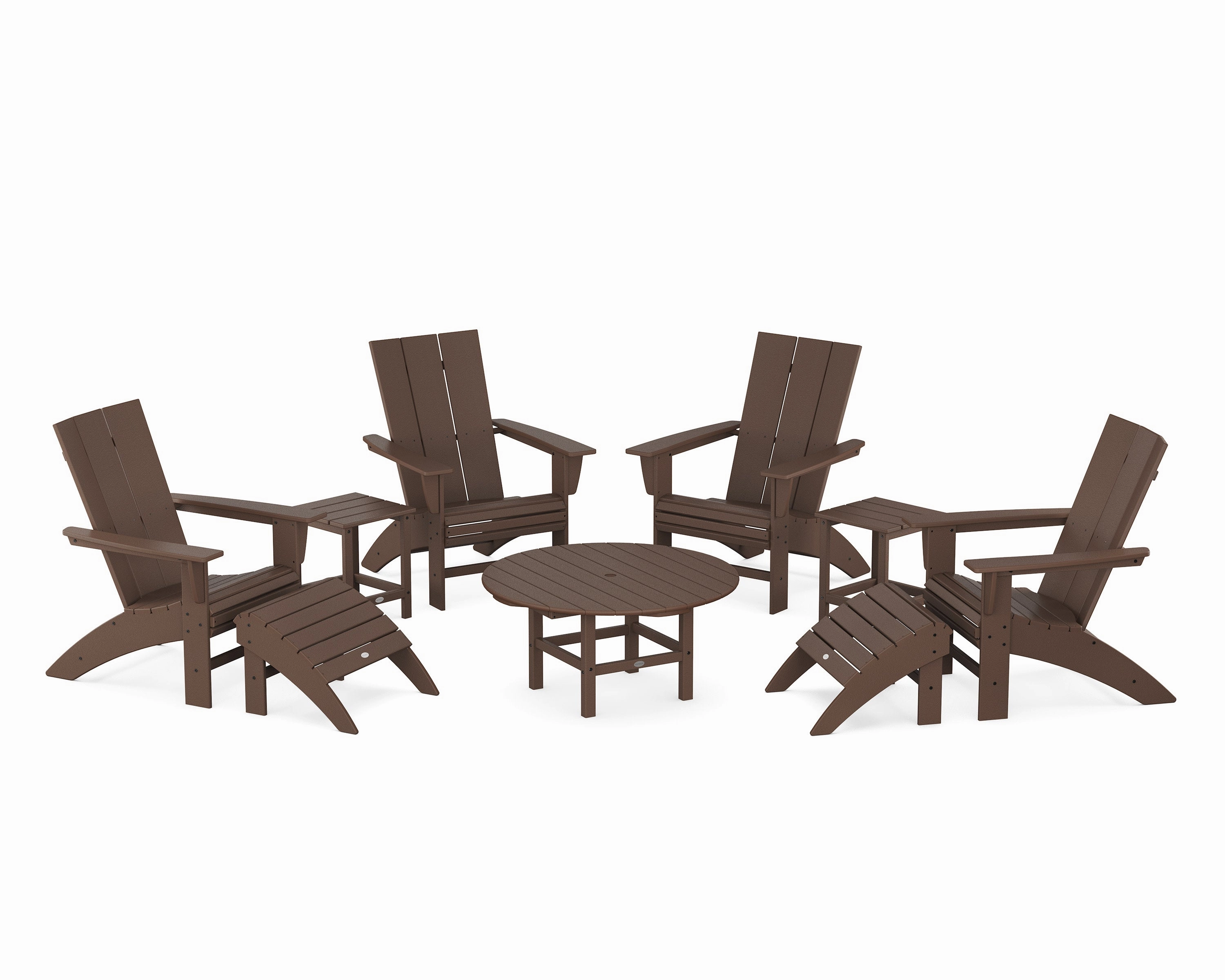 Modern Curveback Adirondack Chair 9-Piece Conversation Set