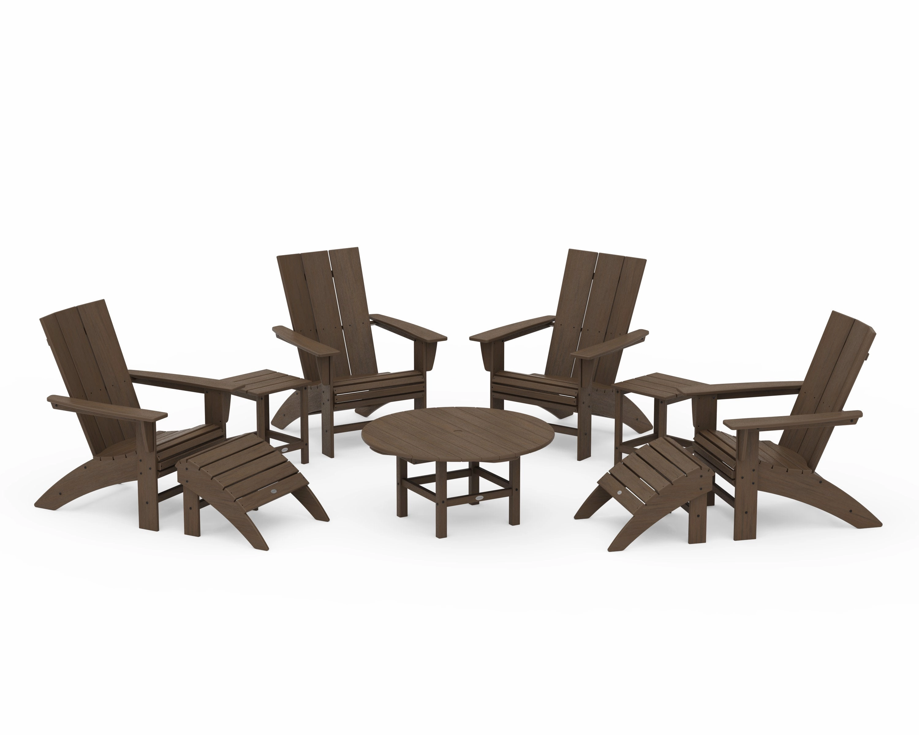 Modern Curveback Adirondack Chair 9-Piece Conversation Set
