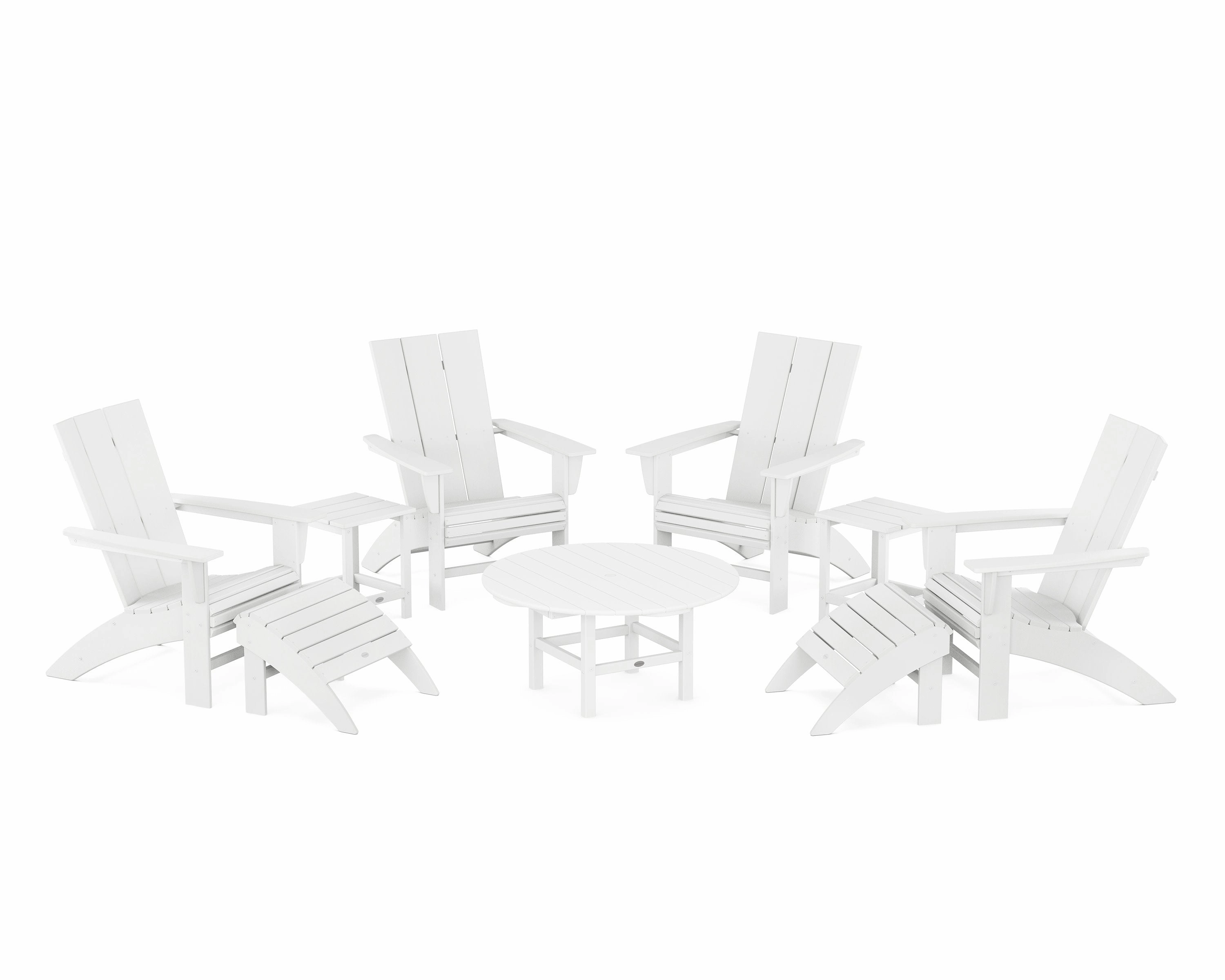 Modern Curveback Adirondack Chair 9-Piece Conversation Set