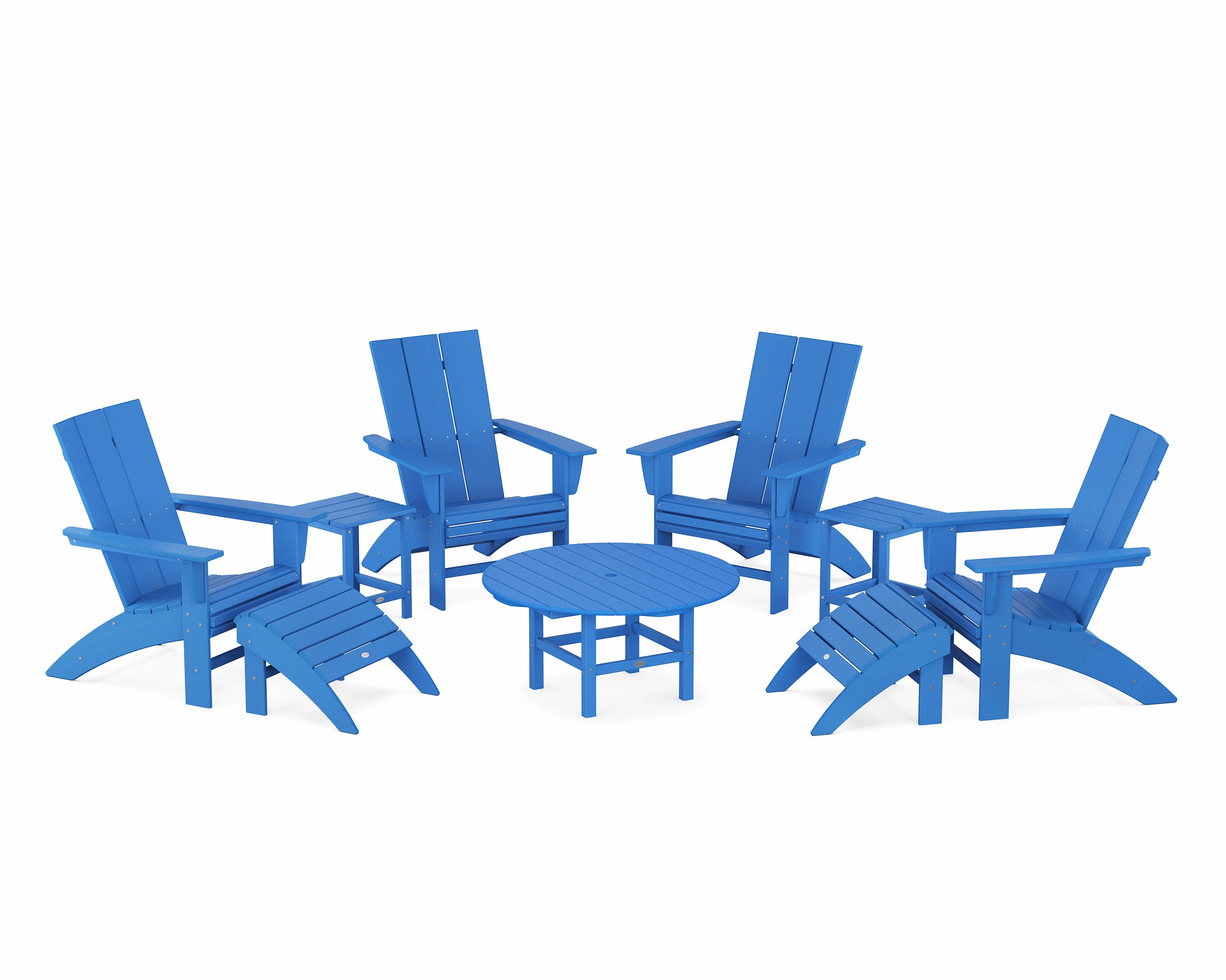 Modern Curveback Adirondack Chair 9-Piece Conversation Set