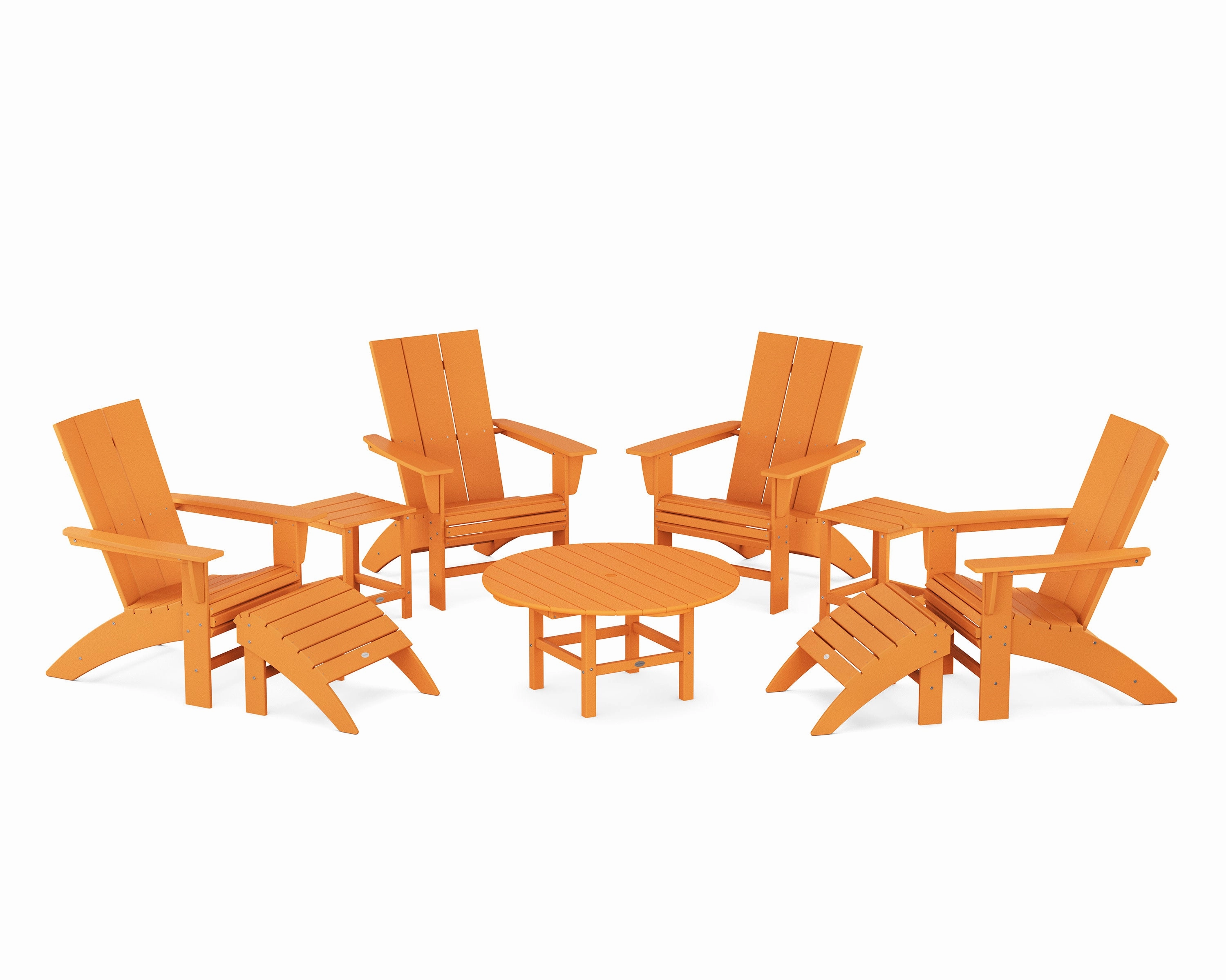 Modern Curveback Adirondack Chair 9-Piece Conversation Set