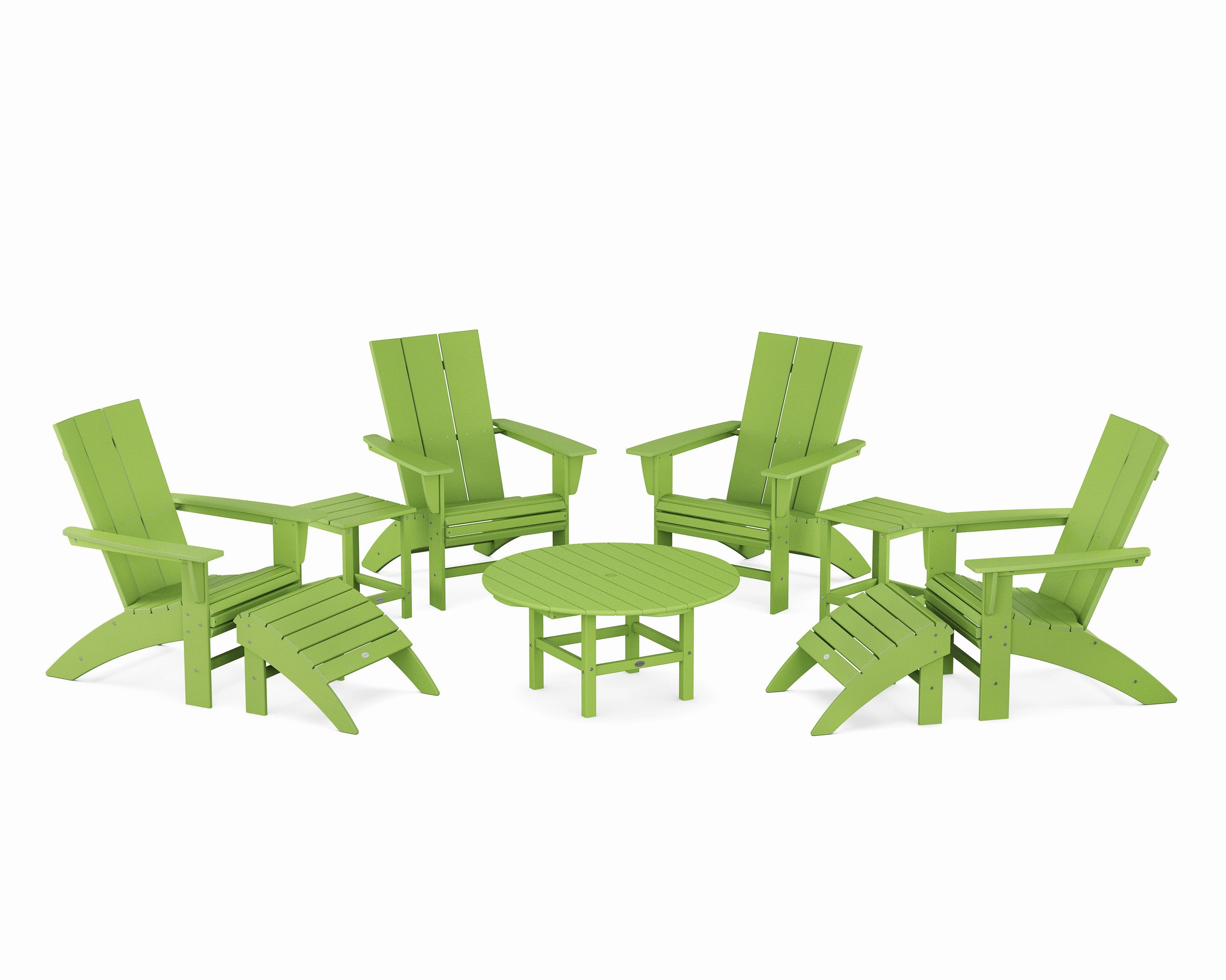 Modern Curveback Adirondack Chair 9-Piece Conversation Set