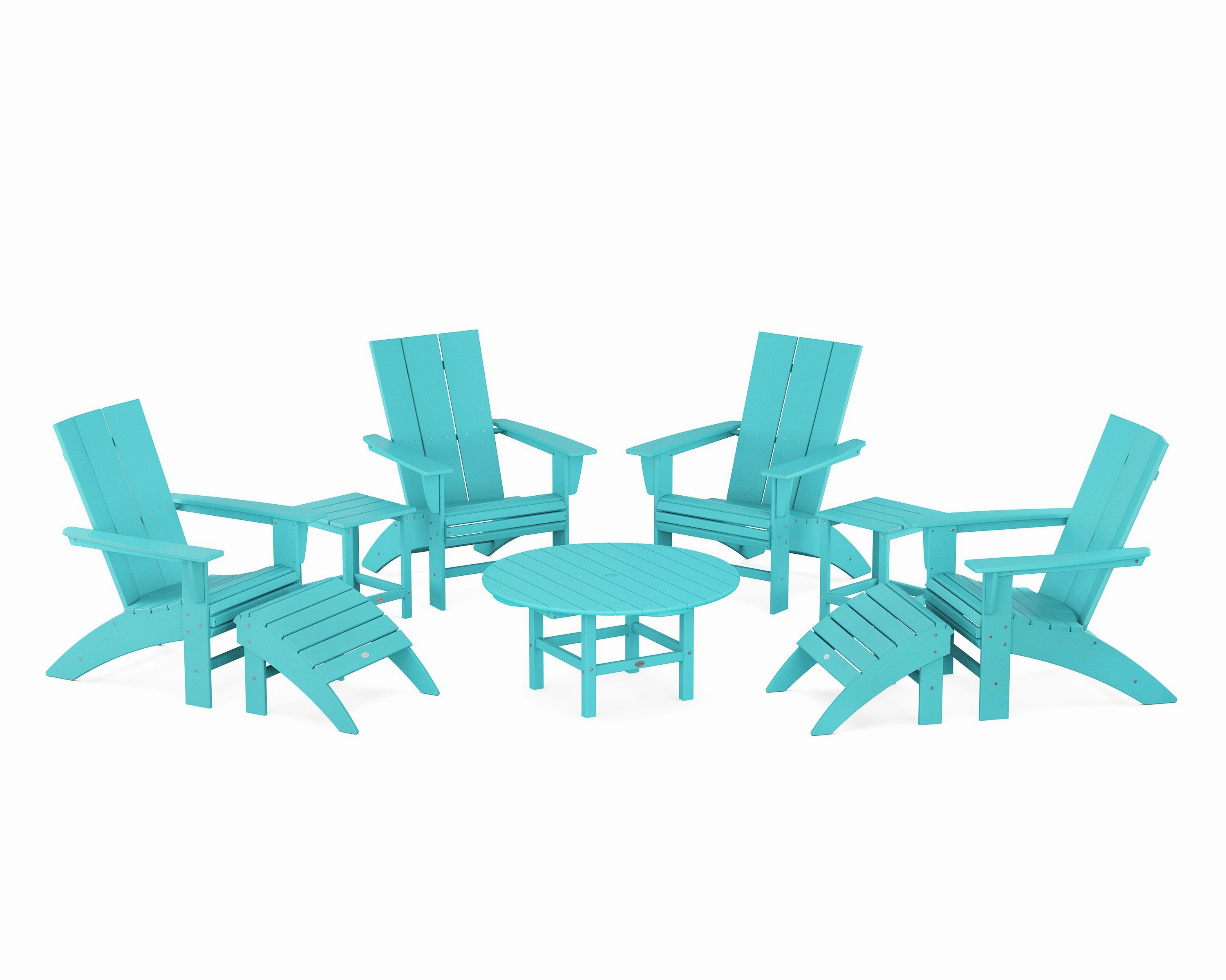 Modern Curveback Adirondack Chair 9-Piece Conversation Set