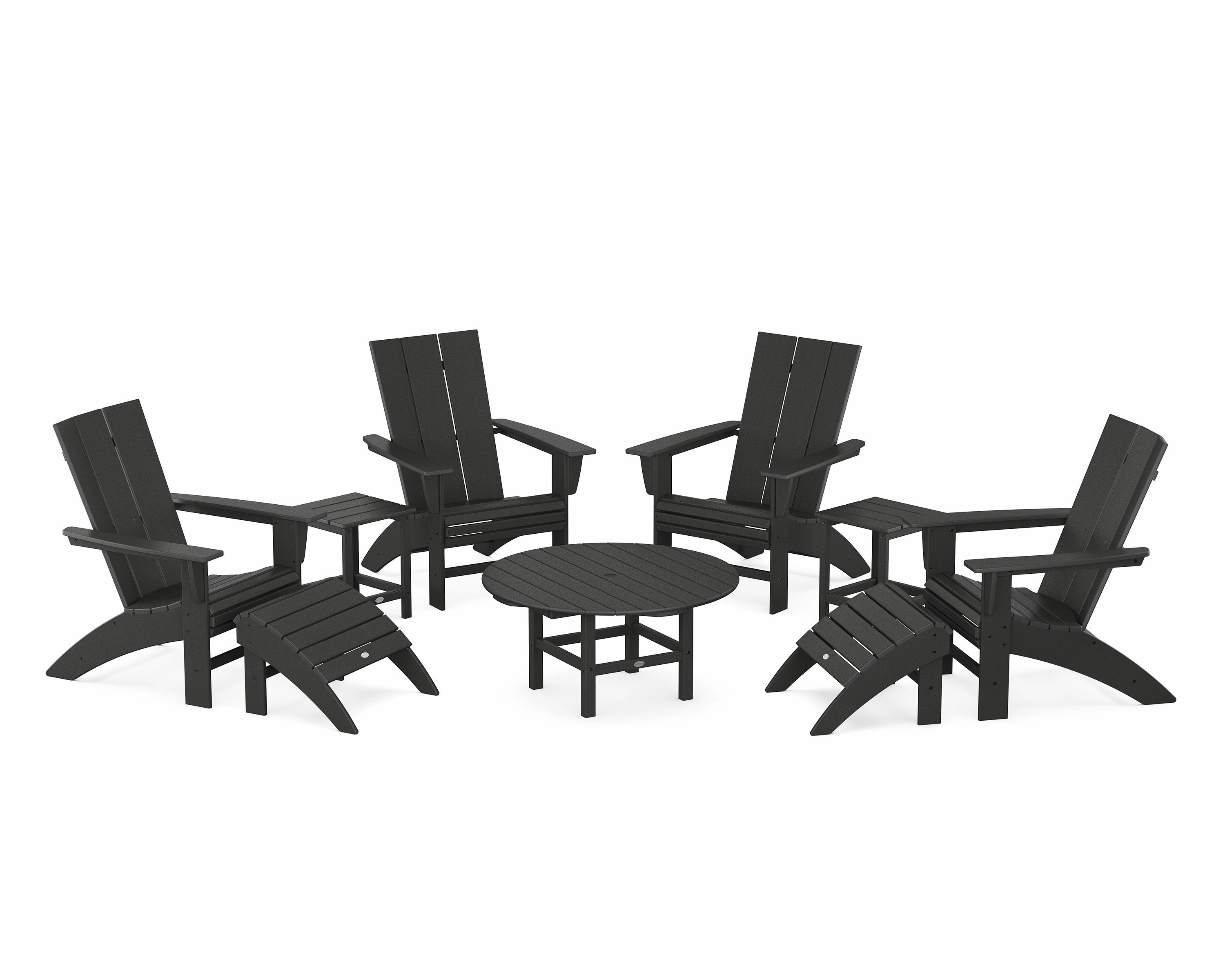 Modern Curveback Adirondack Chair 9-Piece Conversation Set