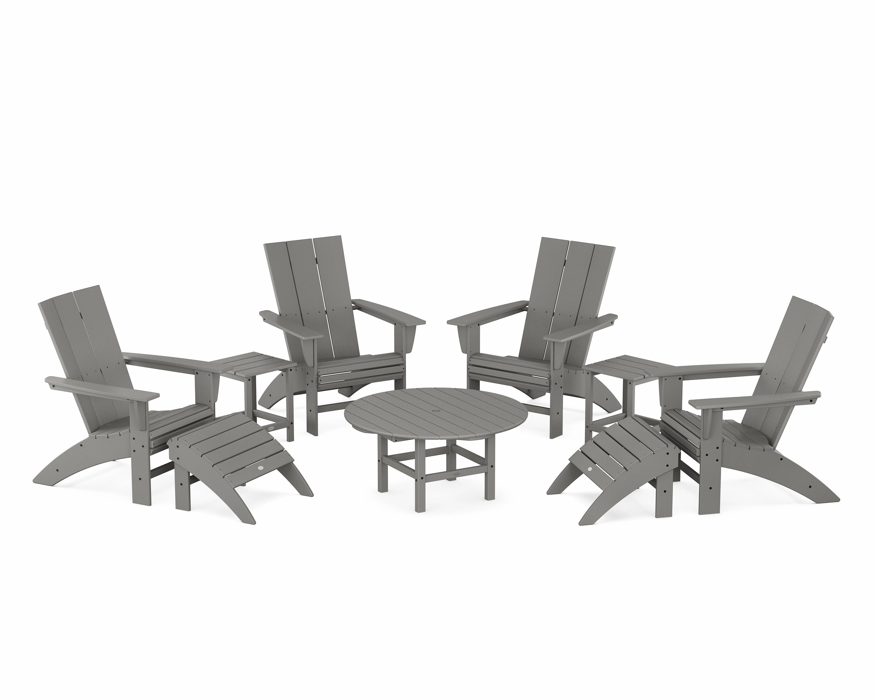 Modern Curveback Adirondack Chair 9-Piece Conversation Setoutdoor patio dining furniture set