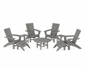Modern Curveback Adirondack Chair 9-Piece Conversation Setoutdoor patio dining furniture set