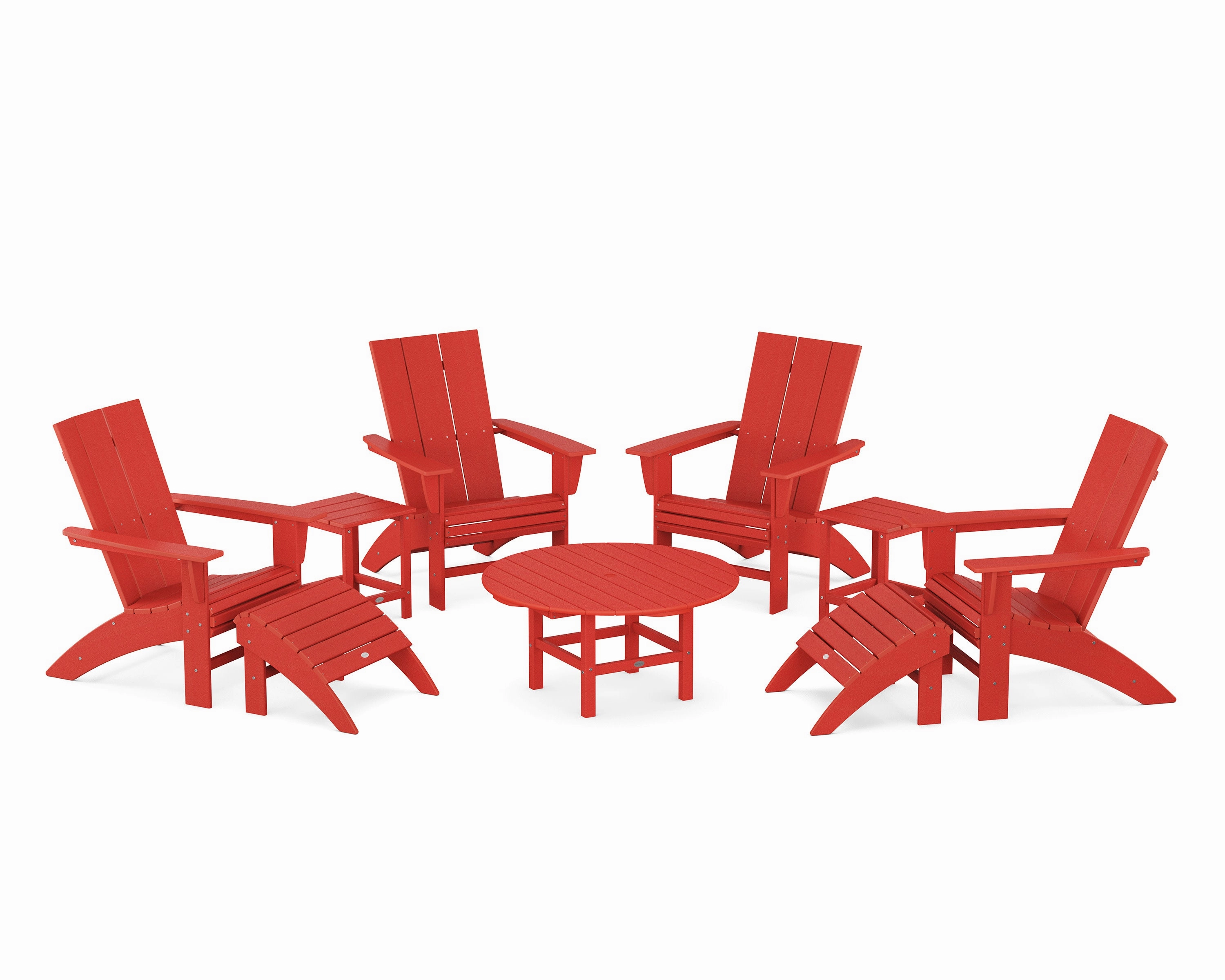 Modern Curveback Adirondack Chair 9-Piece Conversation Set