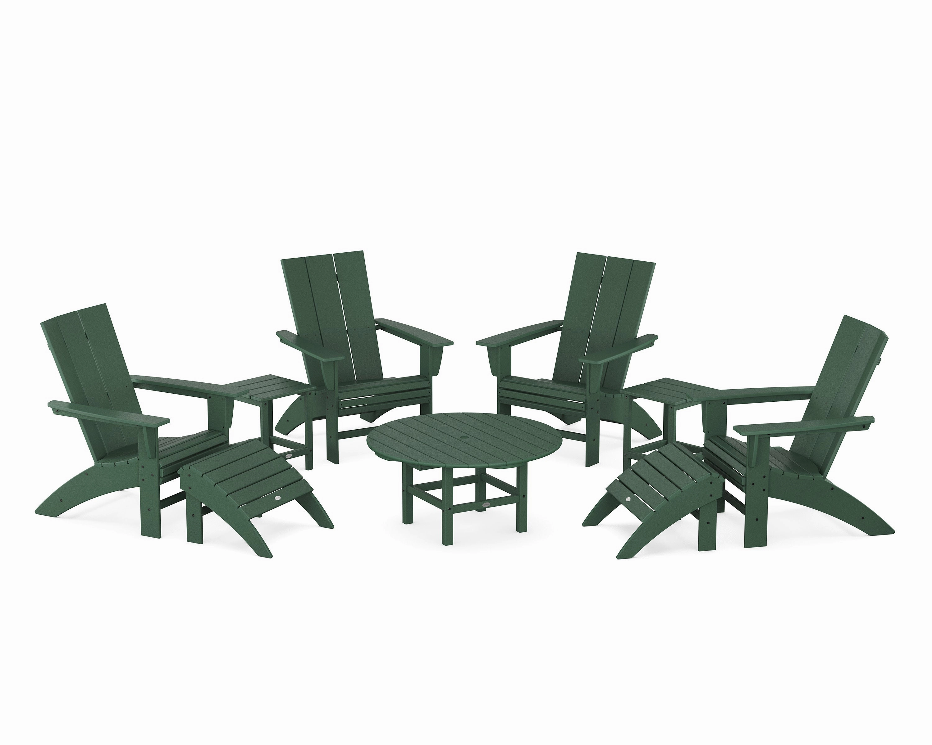 Modern Curveback Adirondack Chair 9-Piece Conversation Set