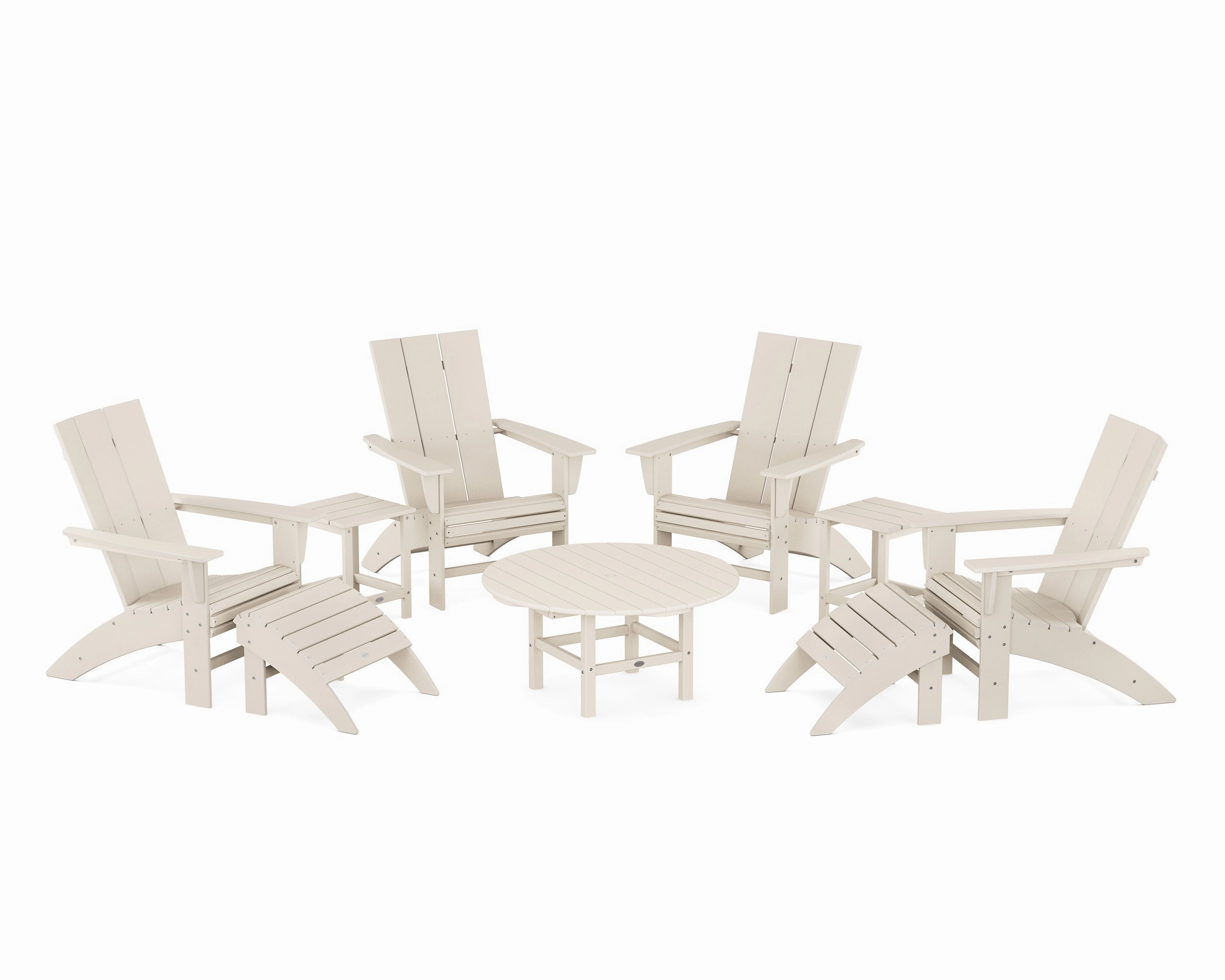 Modern Curveback Adirondack Chair 9-Piece Conversation Set