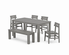 Modern Studio Plaza Chair 6-Piece Parsons Dining Set with Benchoutdoor patio furniture set